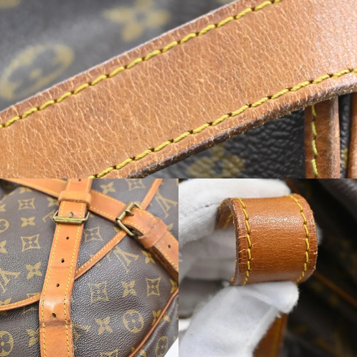 Louis Vuitton Saumur Monogram Canvas Brown Leather Shoulder Bag Bag (Pre-Owned)