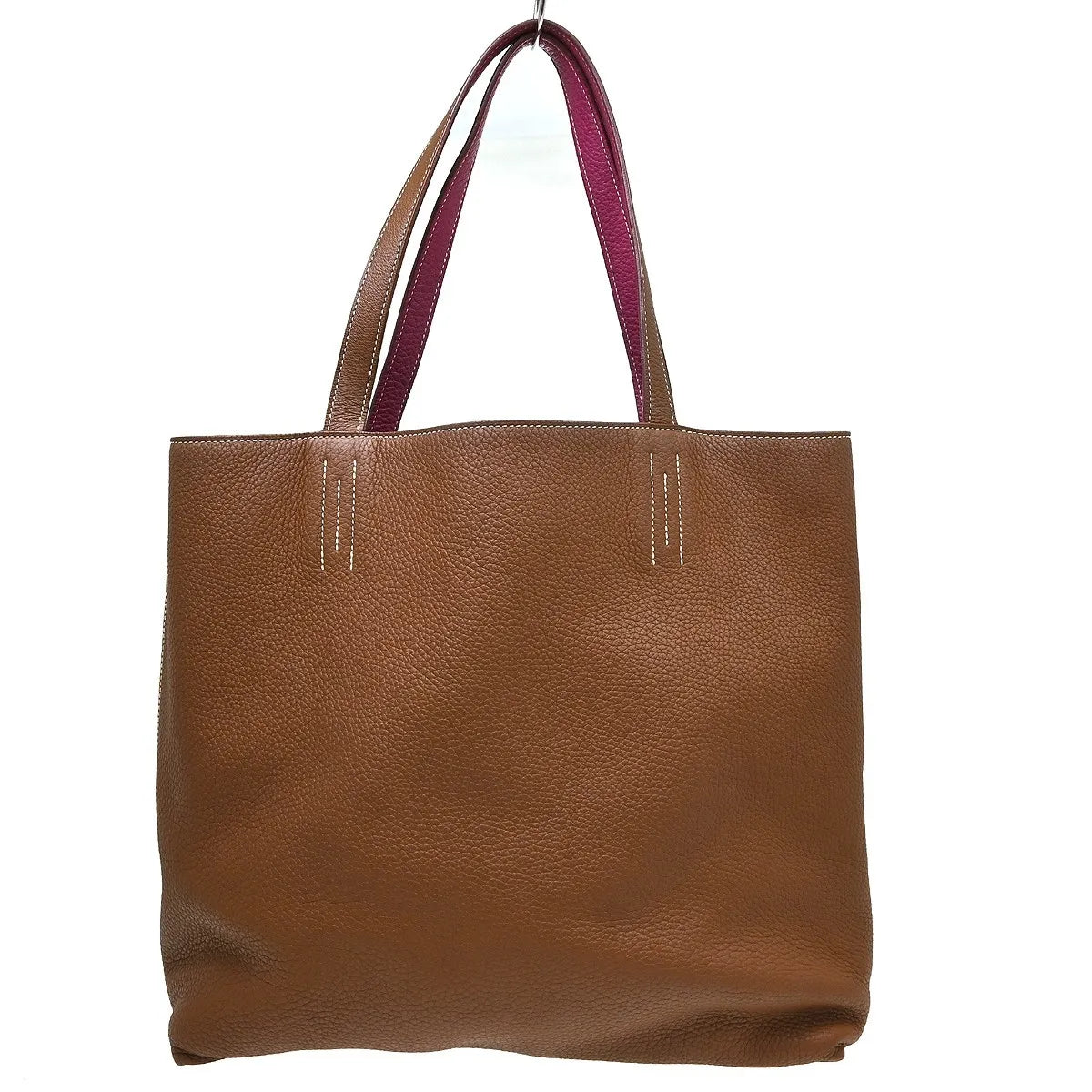 Hermes Double Sens Tote Clemence Brown Leather Tote Bag Bag (Pre-Owned)