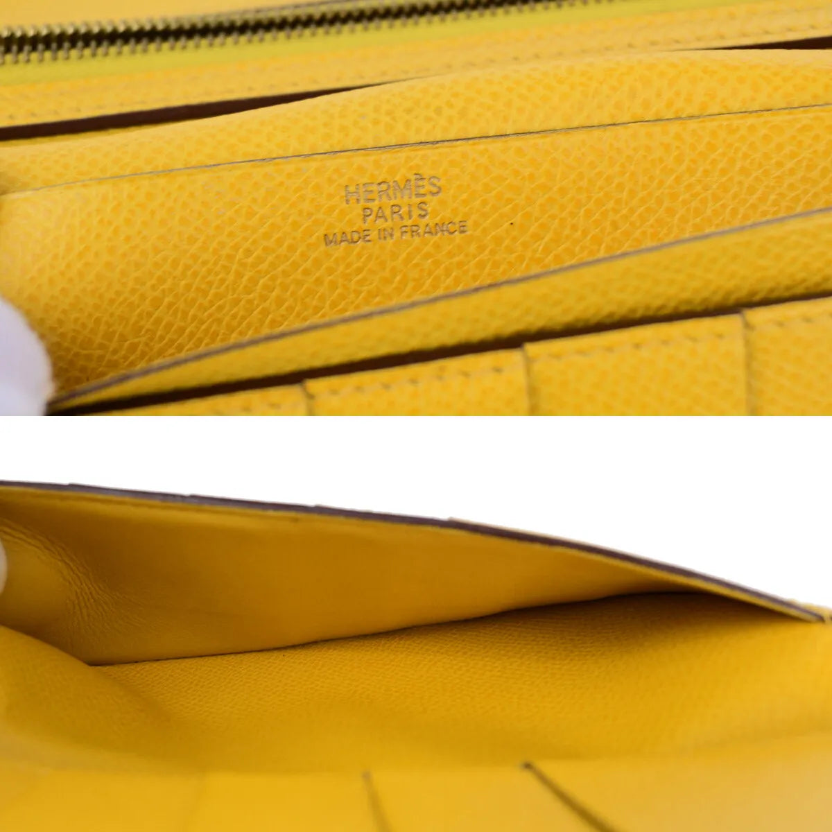 Hermes Bearn Trifold Epsom Yellow Leather Wallets Accessory (Pre-Owned)