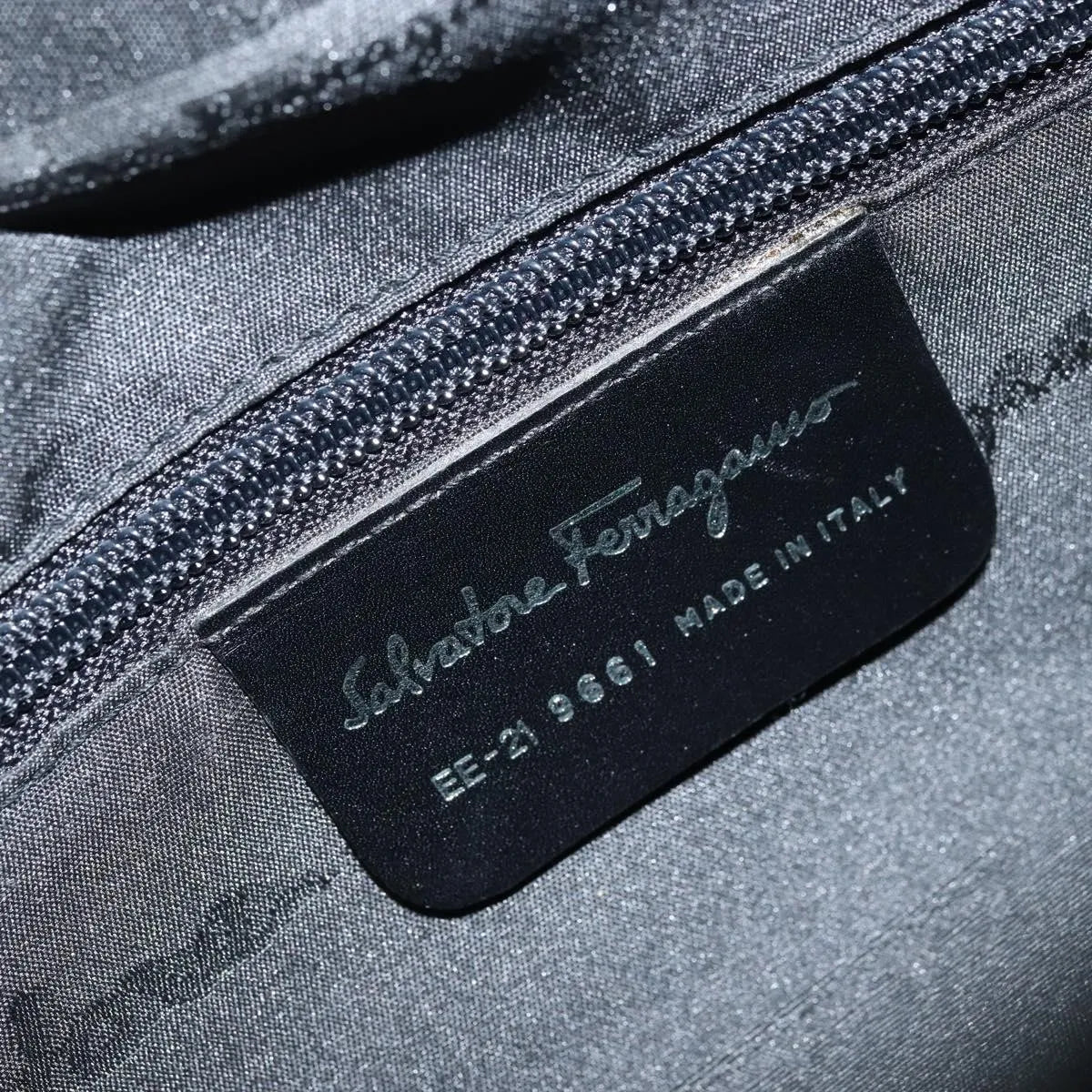 Salvatore Ferragamo Vala Canvas Gray Canvas Handbag (Pre-Owned)