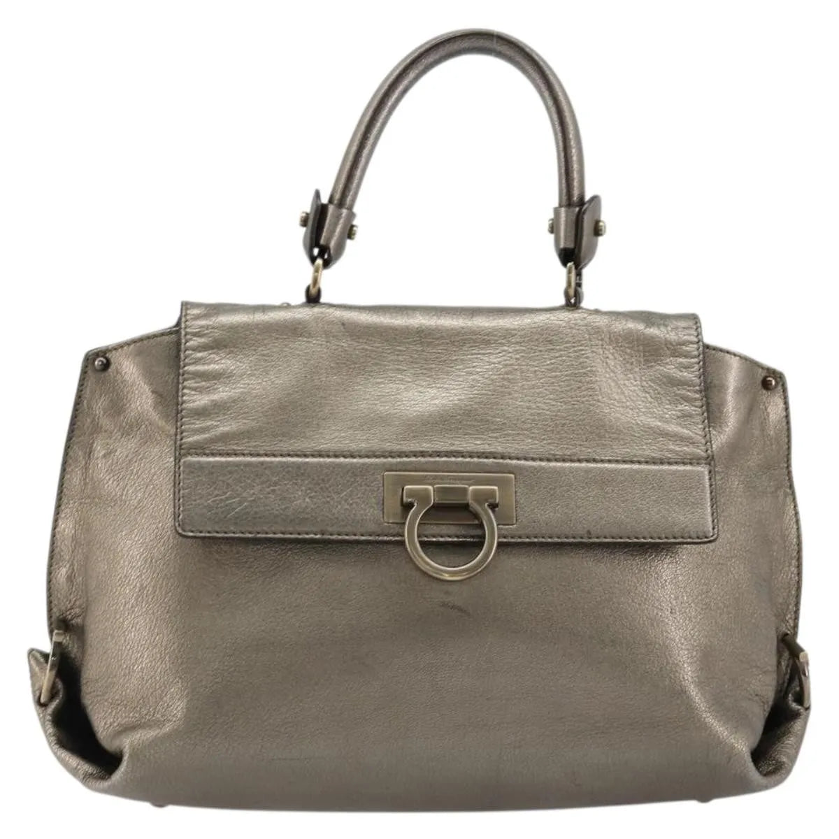 Salvatore Ferragamo Sofia Satchel Leather Silver Leather Handbag (Pre-Owned)