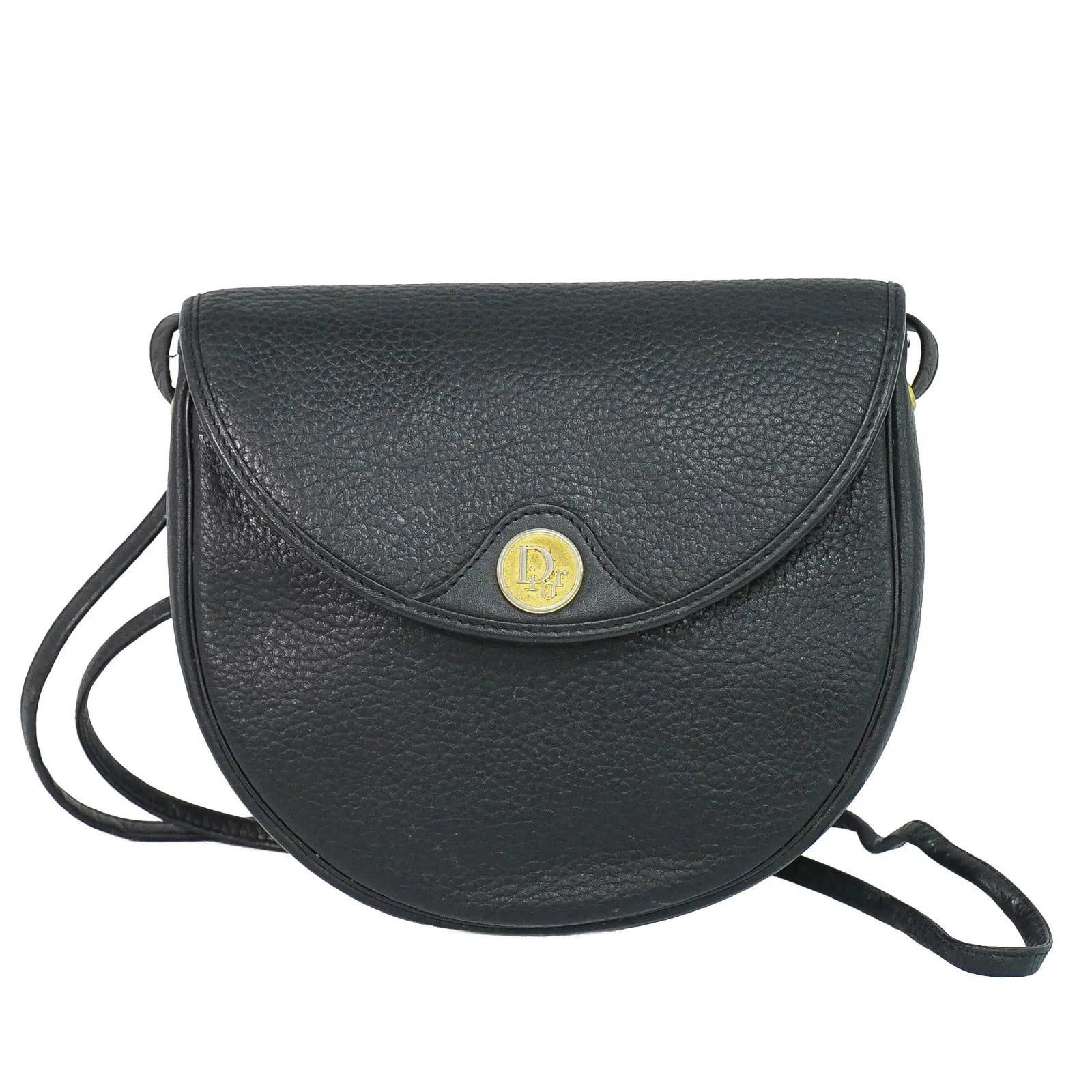 Christian Dior Vintage Leather Black Leather Shoulder Bag Bag (Pre-Owned)