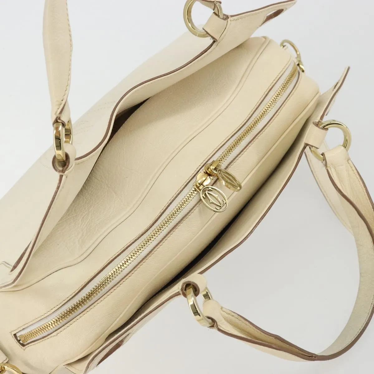 Cartier Marcello Leather White Leather Shoulder Bag Bag (Pre-Owned)