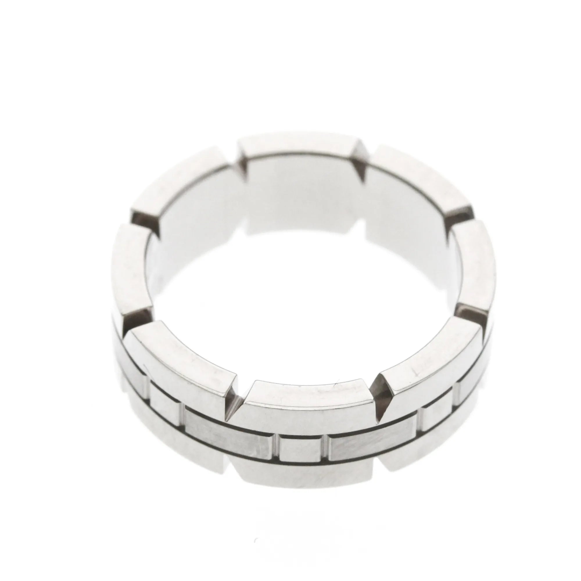 Cartier Tank Francaise 18K White Gold Silver White_Gold Ring Jewelry (Pre-Owned)