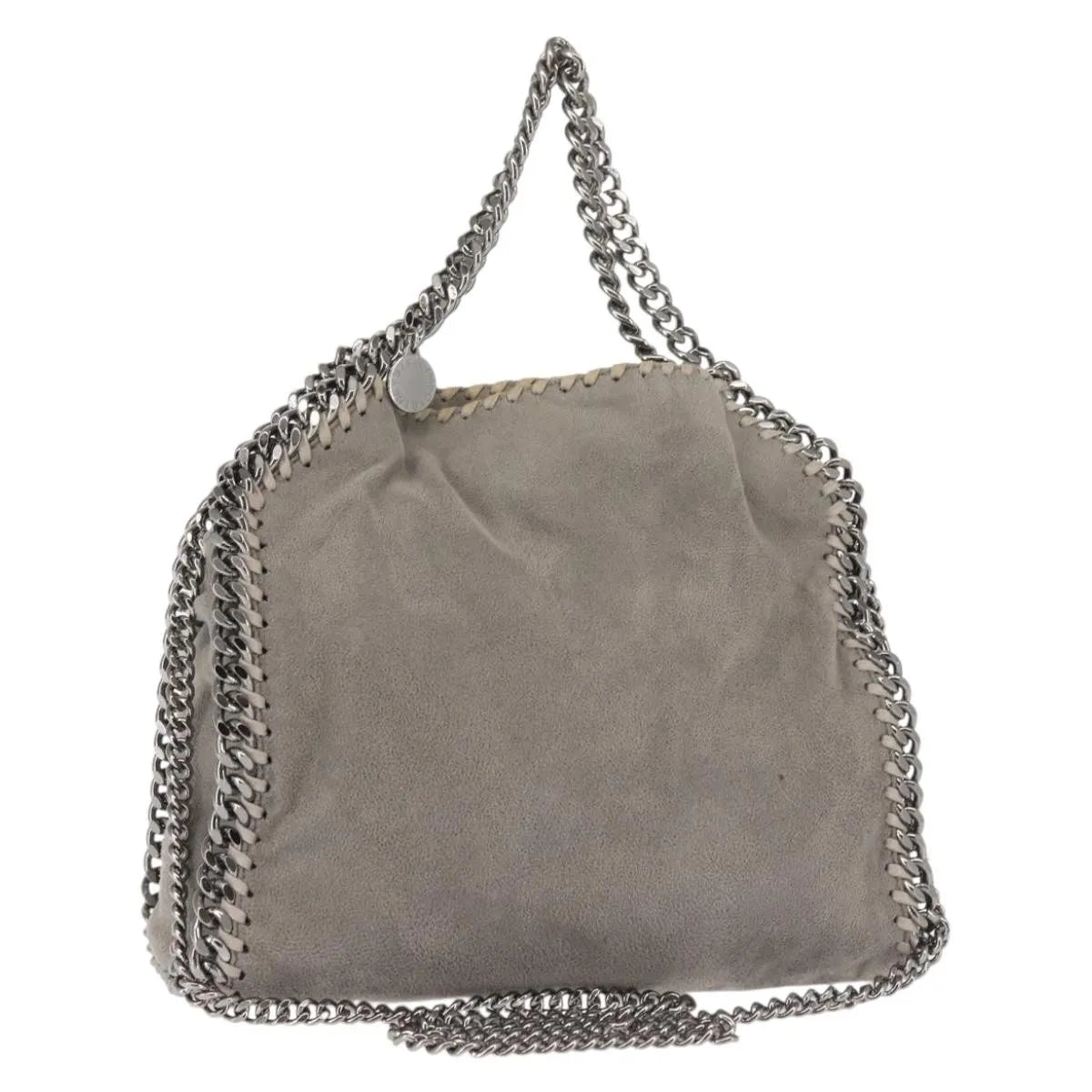 Stella Mccartney Falabella Fold Over Faux Suede Gray Synthetic Shoulder Bag Bag (Pre-Owned)