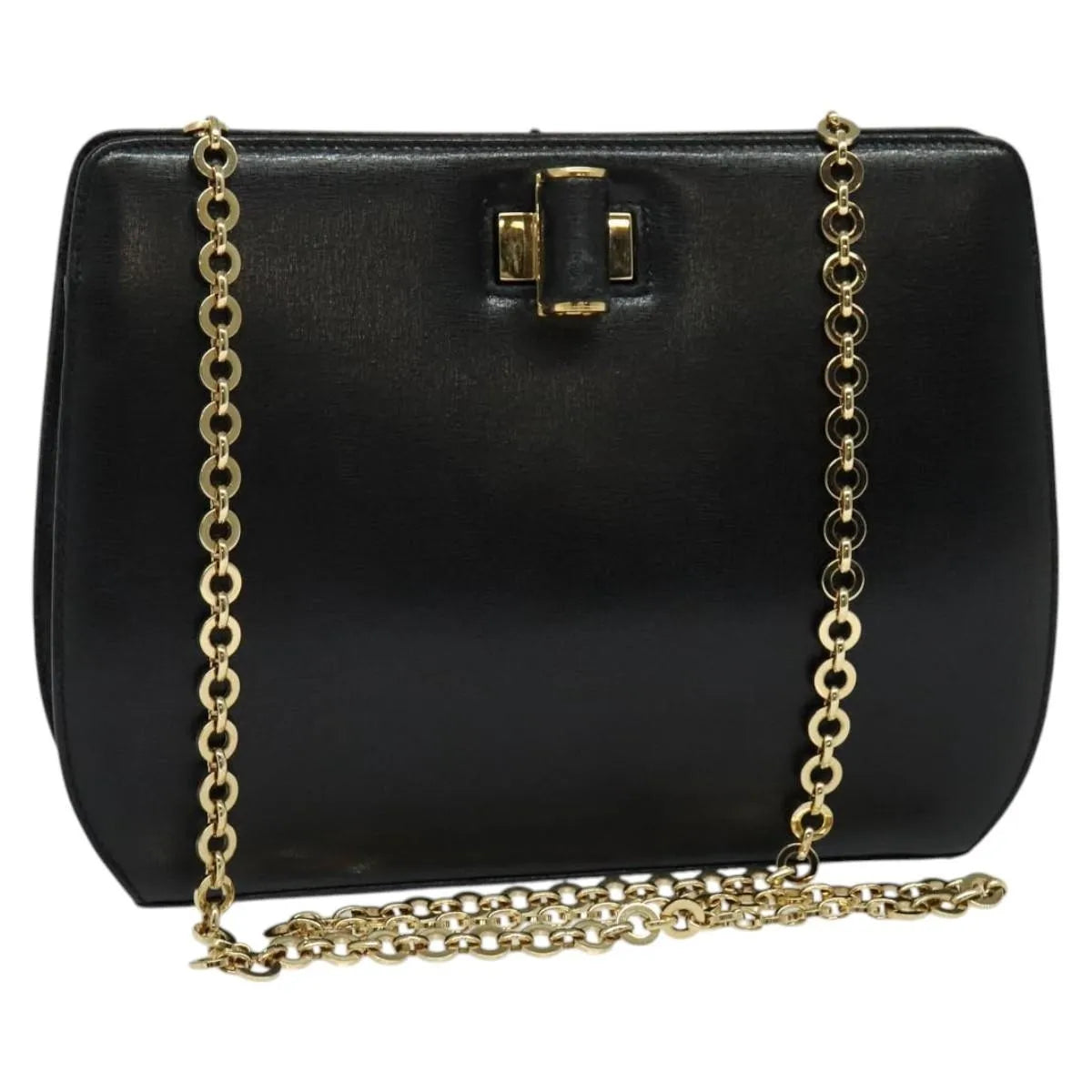 Salvatore Ferragamo Shoulder Leather Black Leather Shoulder Bag Bag (Pre-Owned)