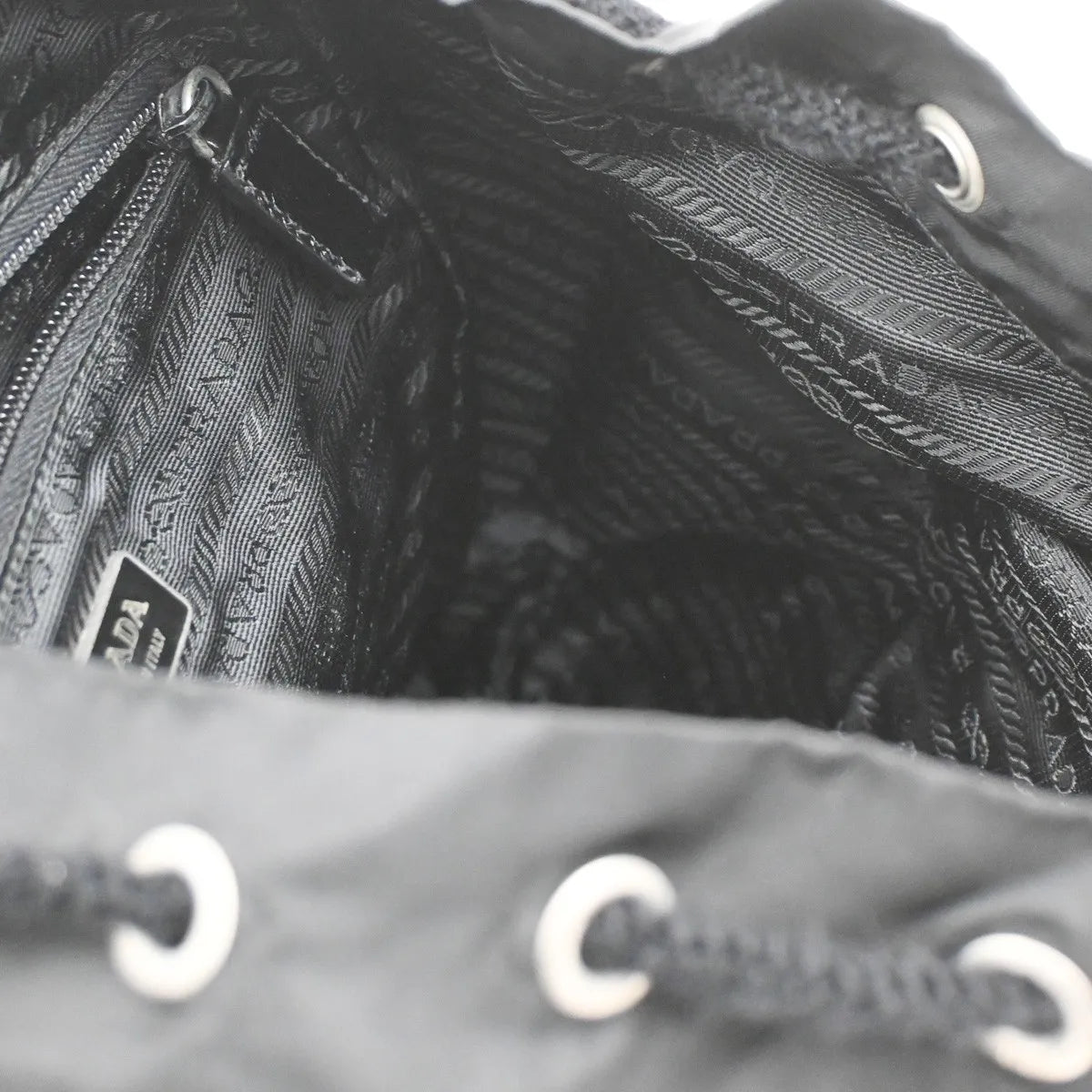 Prada Double Front Pocket Tessuto Black Nylon Backpack Bag (Pre-Owned)