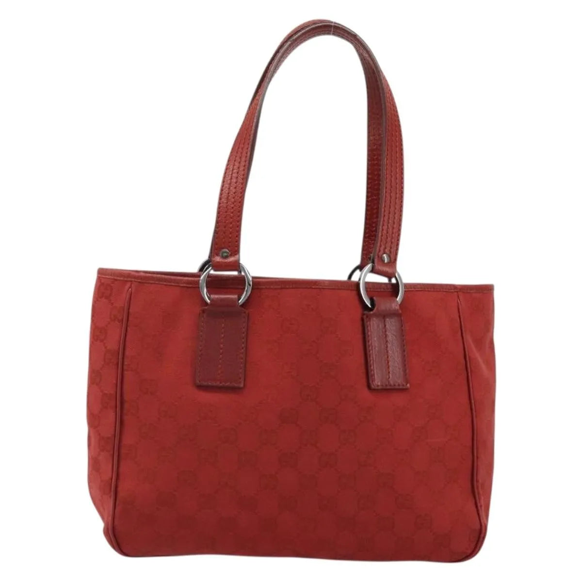 Gucci Vintage Open Tote Gg Canvas And Leather Red Canvas Tote Bag Bag (Pre-Owned)