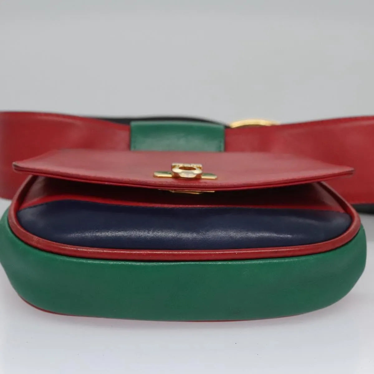 Salvatore Ferragamo Gancini Waist Leather Red Leather Clutche & Pouche Bag (Pre-Owned)