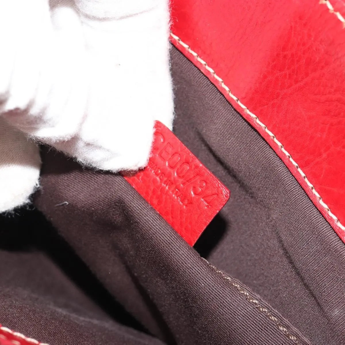 Celine Boogie Satchel Leather Red Leather Handbag (Pre-Owned)