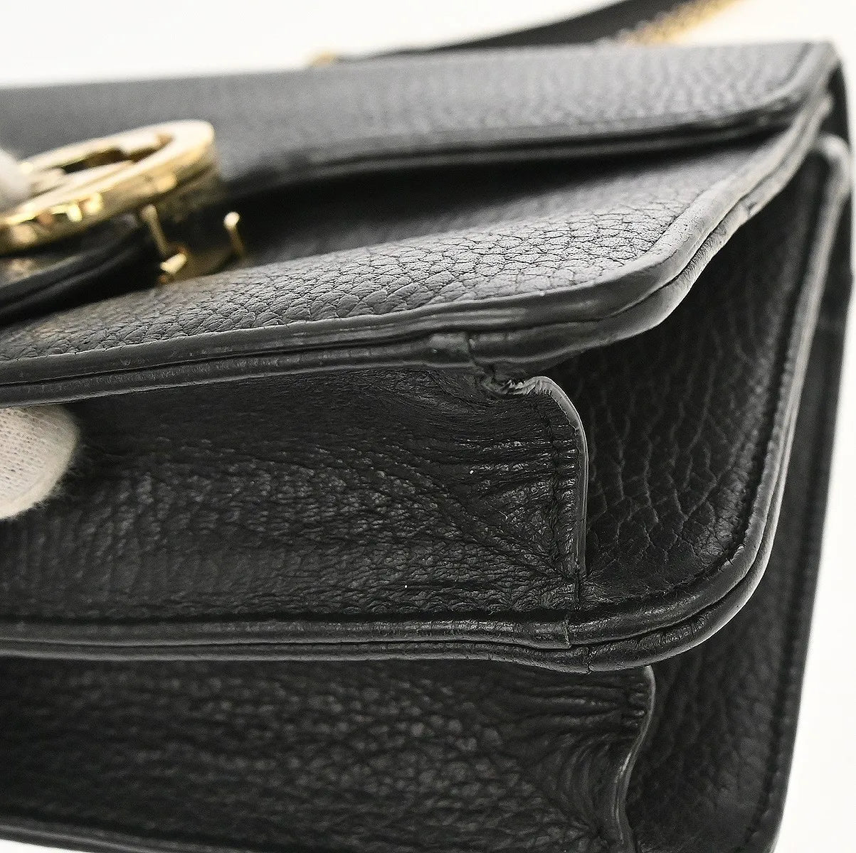 Gucci Interlocking Leather Black Leather Shoulder Bag Bag (Pre-Owned)