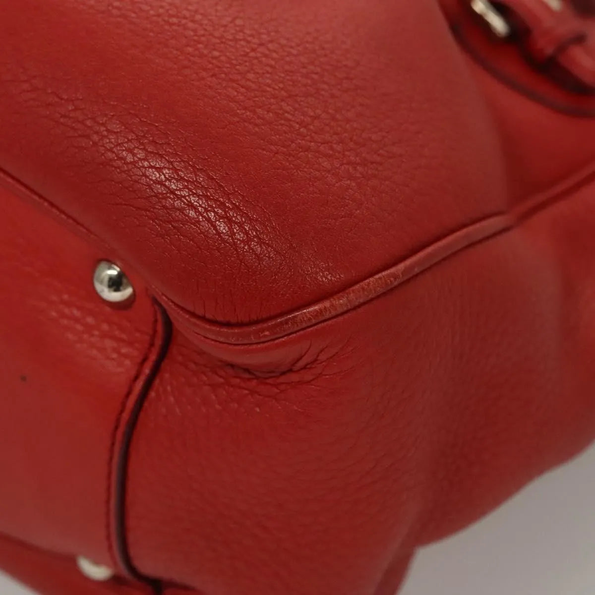 Salvatore Ferragamo Gancini Handle Tote Leather Red Leather Handbag (Pre-Owned)