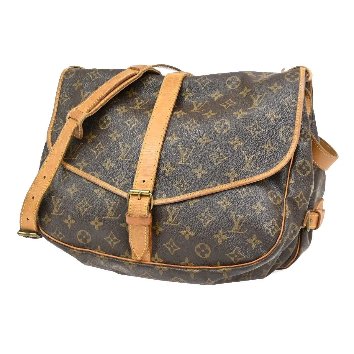 Louis Vuitton Saumur Monogram Brown Leather Shoulder Bag Bag (Pre-Owned)