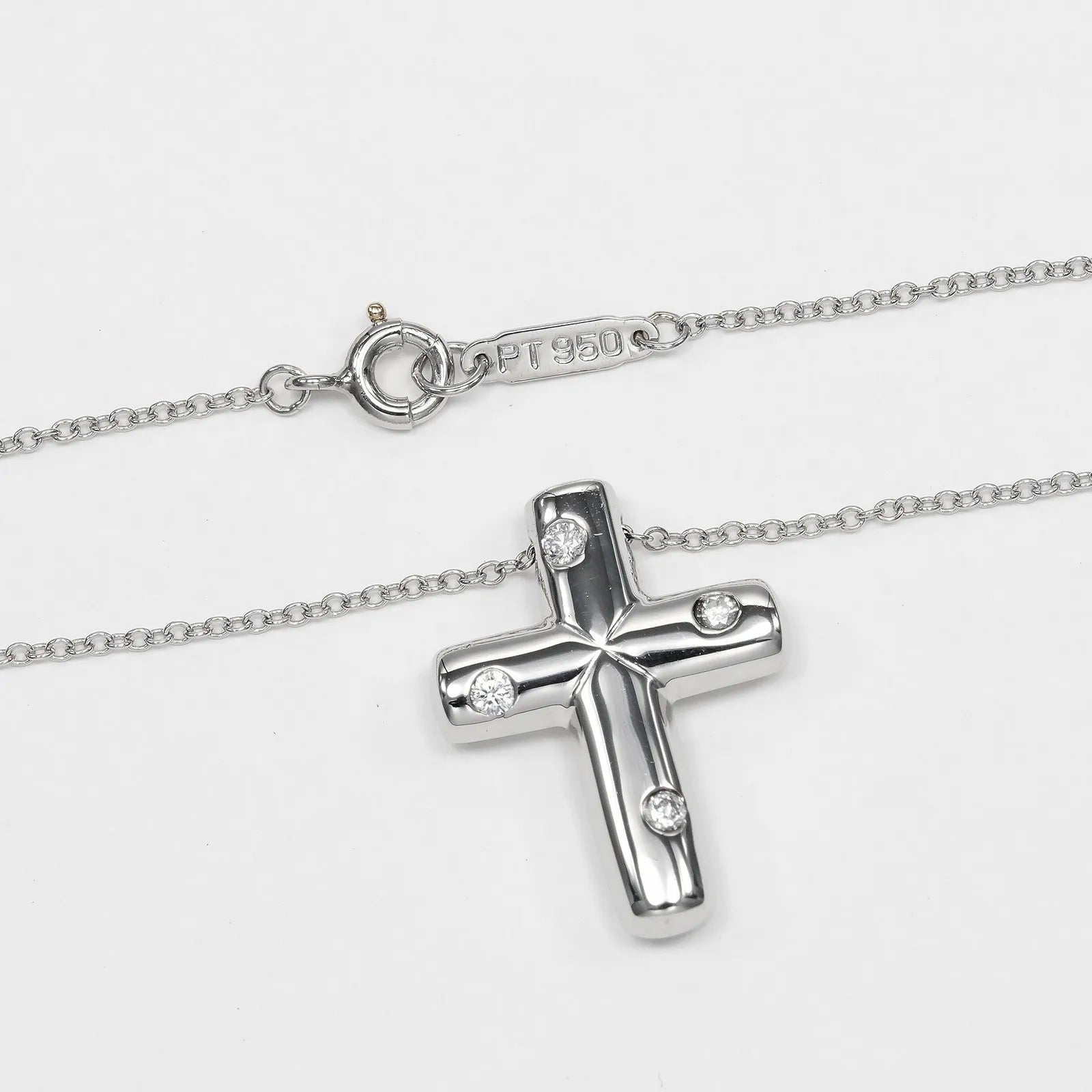 Tiffany & Co. Cross Pendant Platinum And Diamonds Silver Platinum Necklace Jewelry (Pre-Owned)