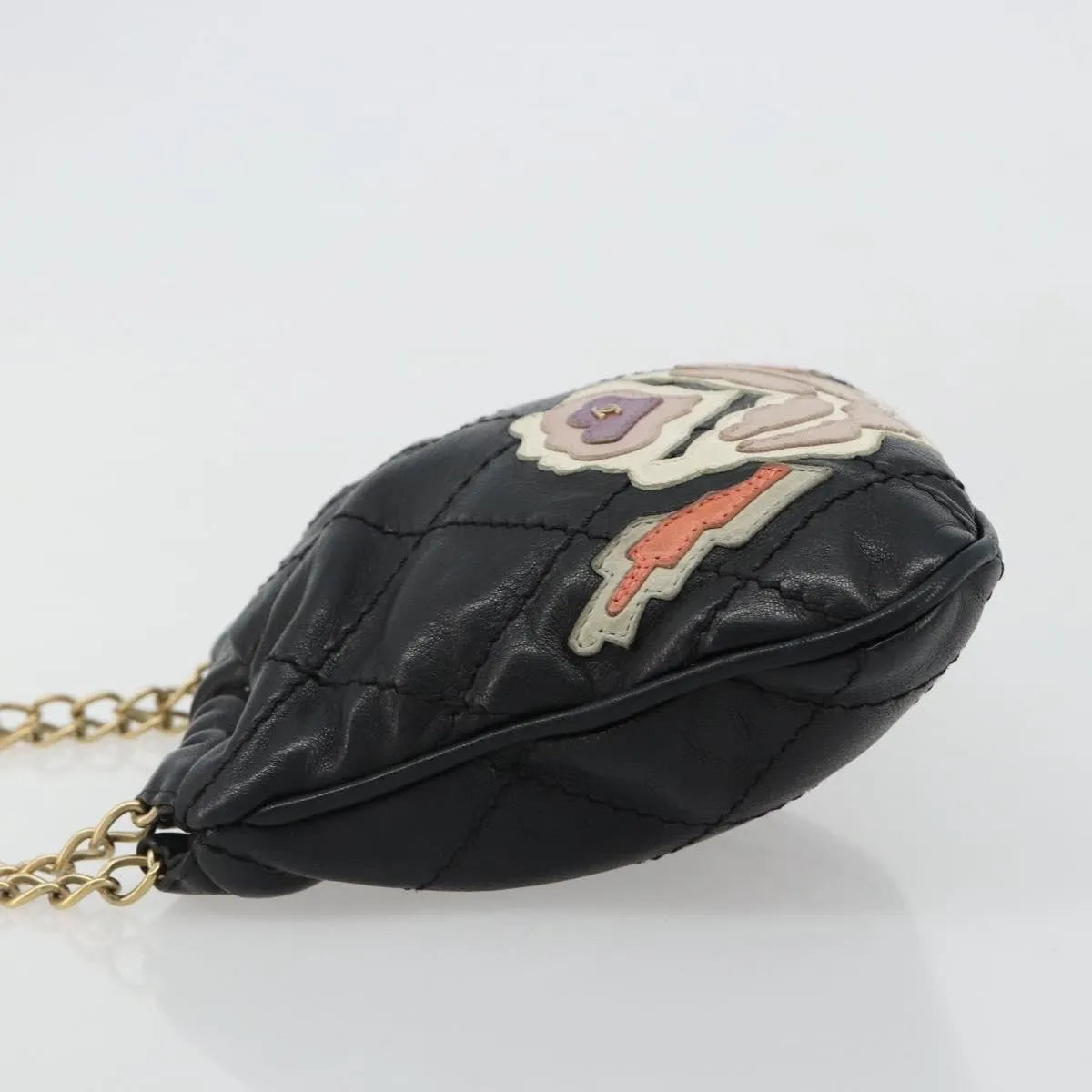 Chanel Chain Tote Leather Black Leather Shoulder Bag Bag (Pre-Owned)