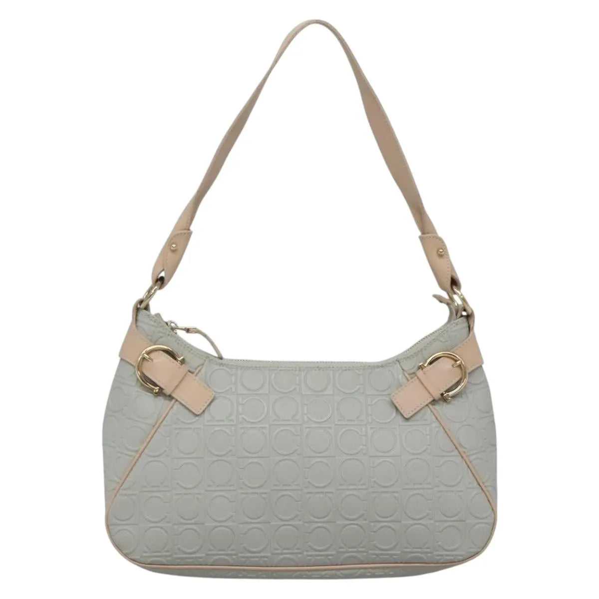 Salvatore Ferragamo Gancini Leather Gray Leather Shoulder Bag Bag (Pre-Owned)