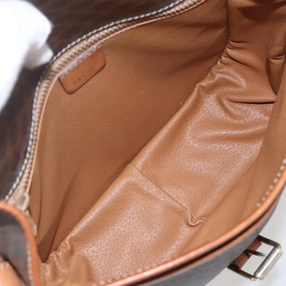 Celine Vintage Macadam Canvas And Leather Brown Canvas Shoulder Bag Bag (Pre-Owned)
