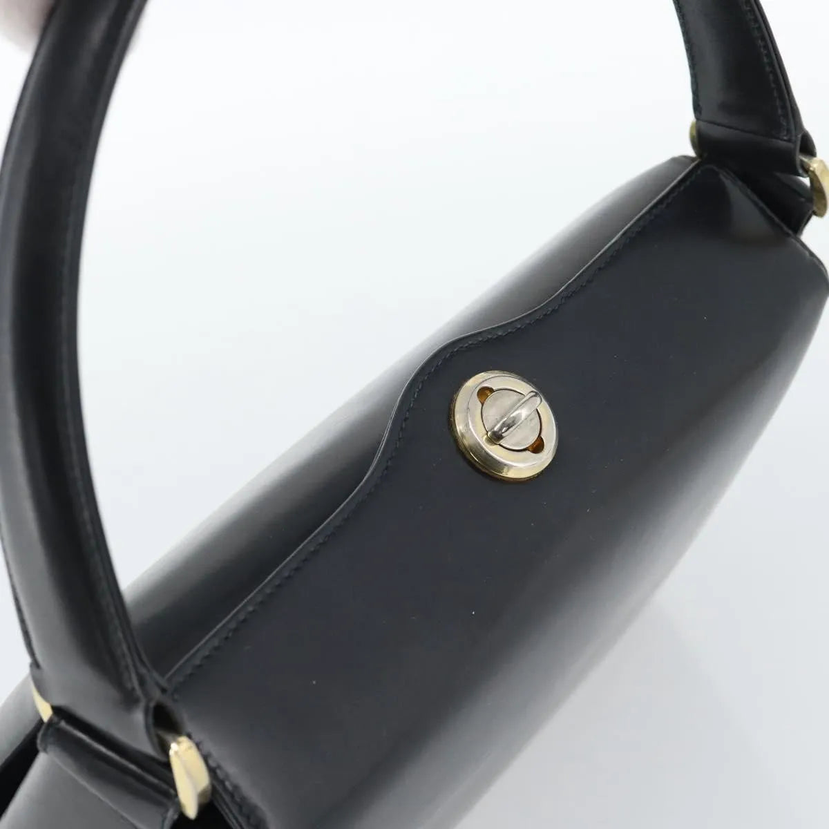 Gucci Vintage Convertible Box Leather Black Leather Handbag (Pre-Owned)