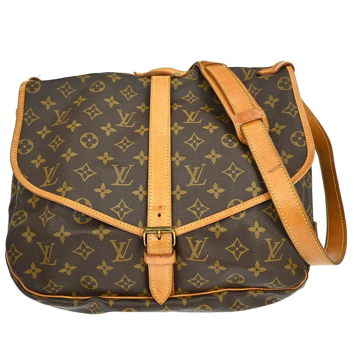 Louis Vuitton Saumur Monogram Canvas Brown Canvas Shoulder Bag Bag (Pre-Owned)