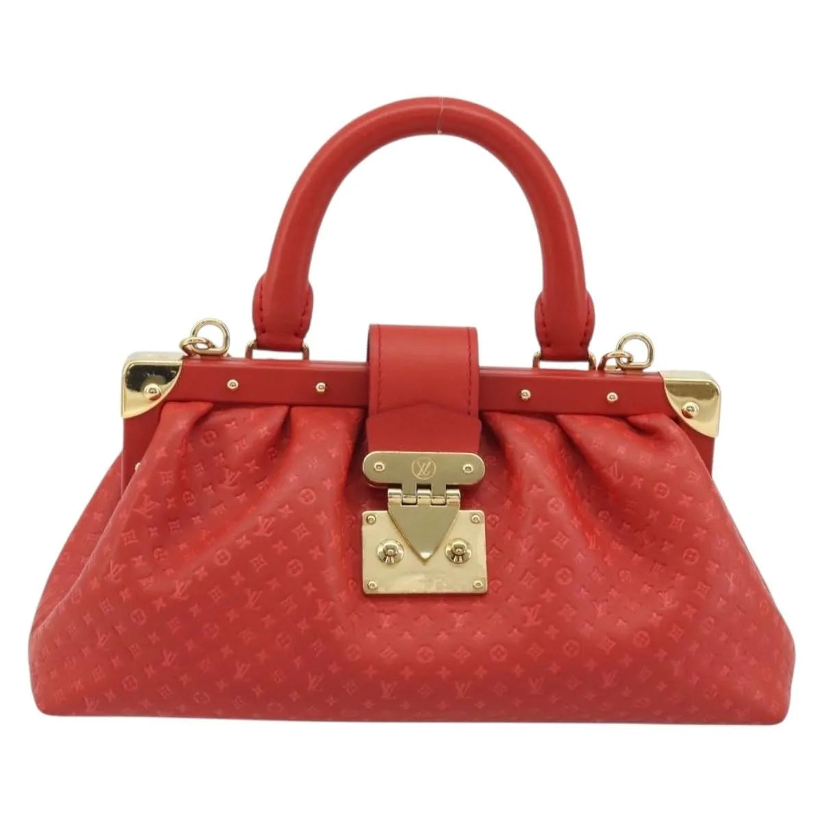 Louis Vuitton Monogram Top Handle Frame Clutch Monogram Canvas Red Canvas Clutche & Pouche Bag (Pre-Owned)