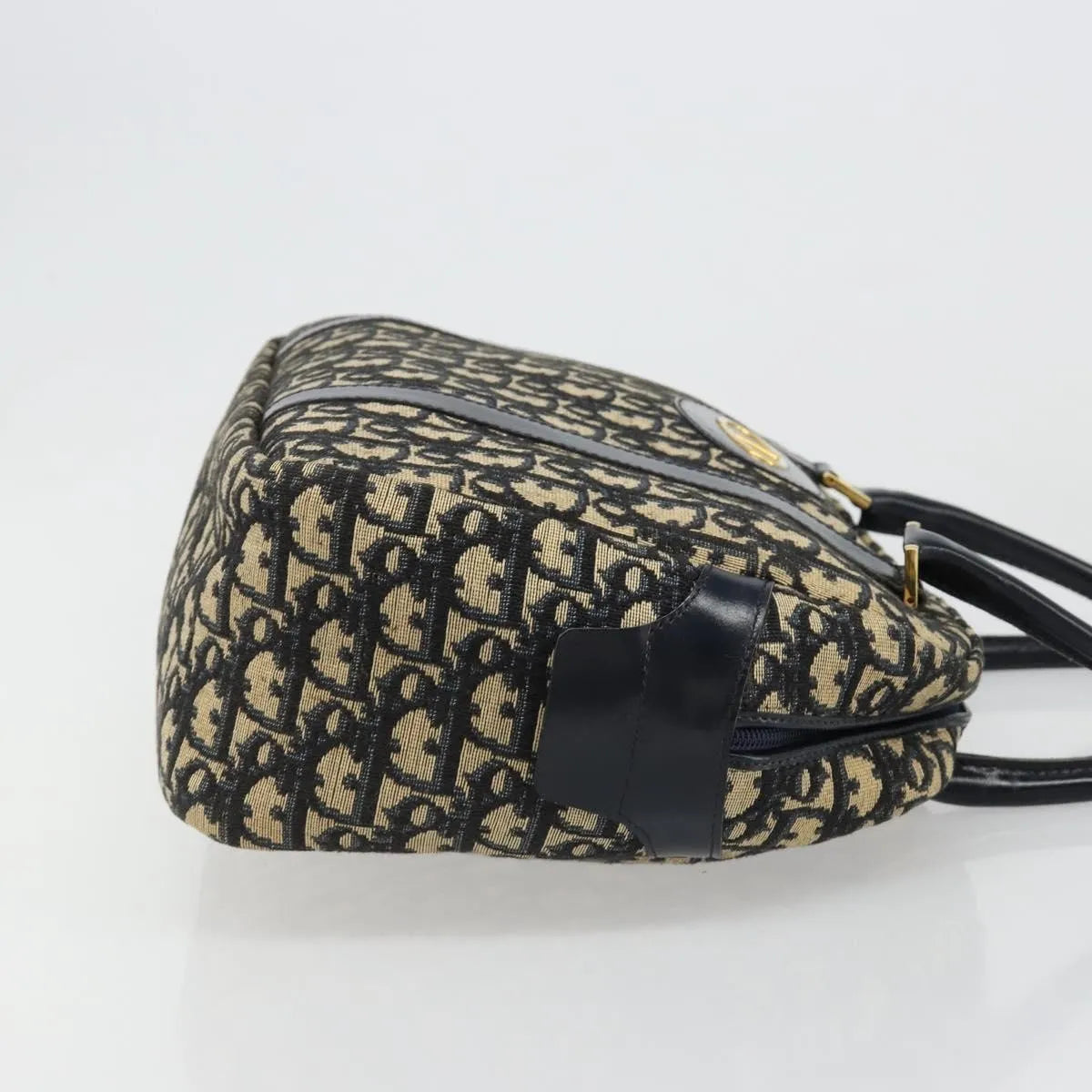 Christian Dior Vintage Trotter Boston Diorissimo Canvas Navy Canvas Handbag (Pre-Owned)