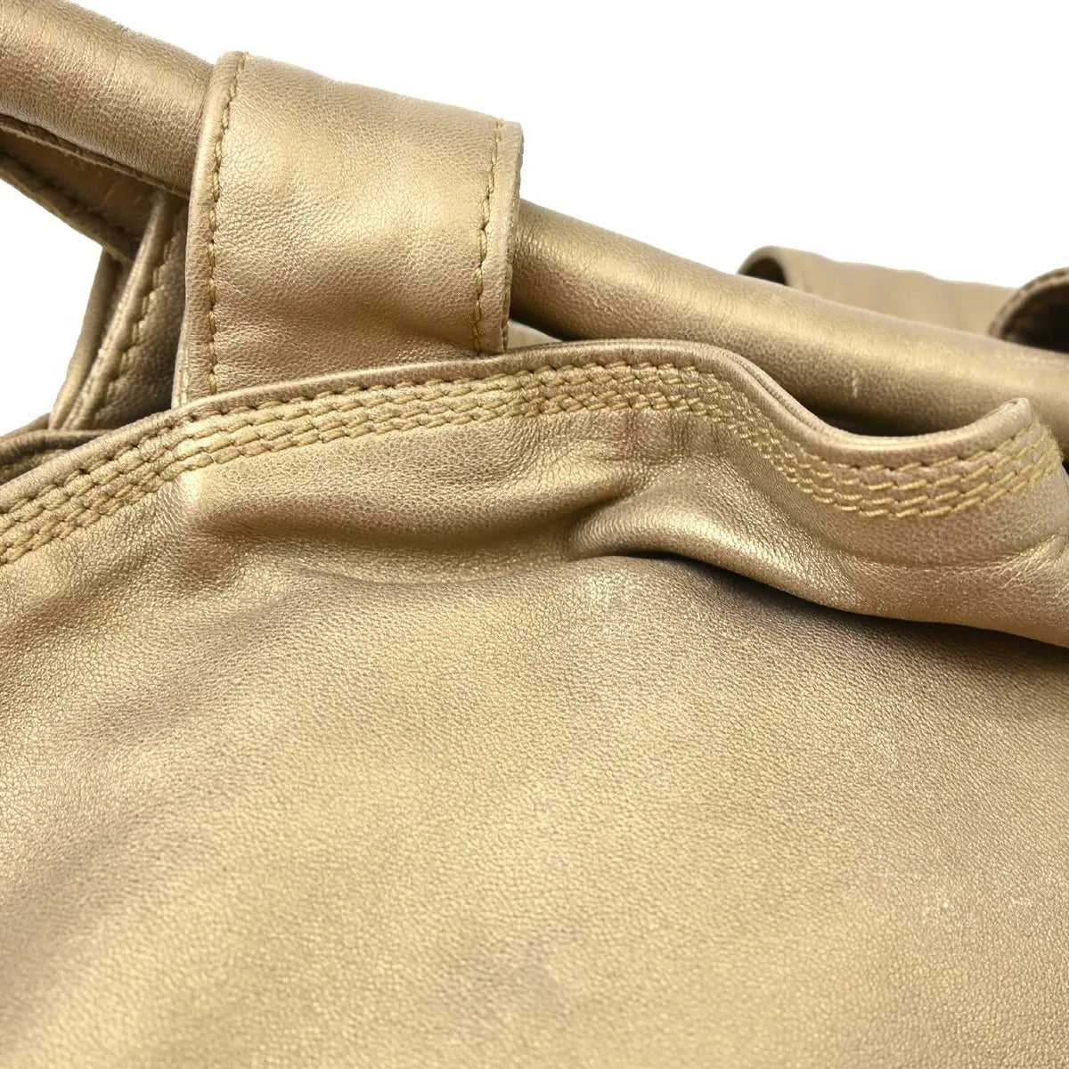 Loewe Anagram Logo Nappa Aire Hand Leather Gold Leather Handbag (Pre-Owned)