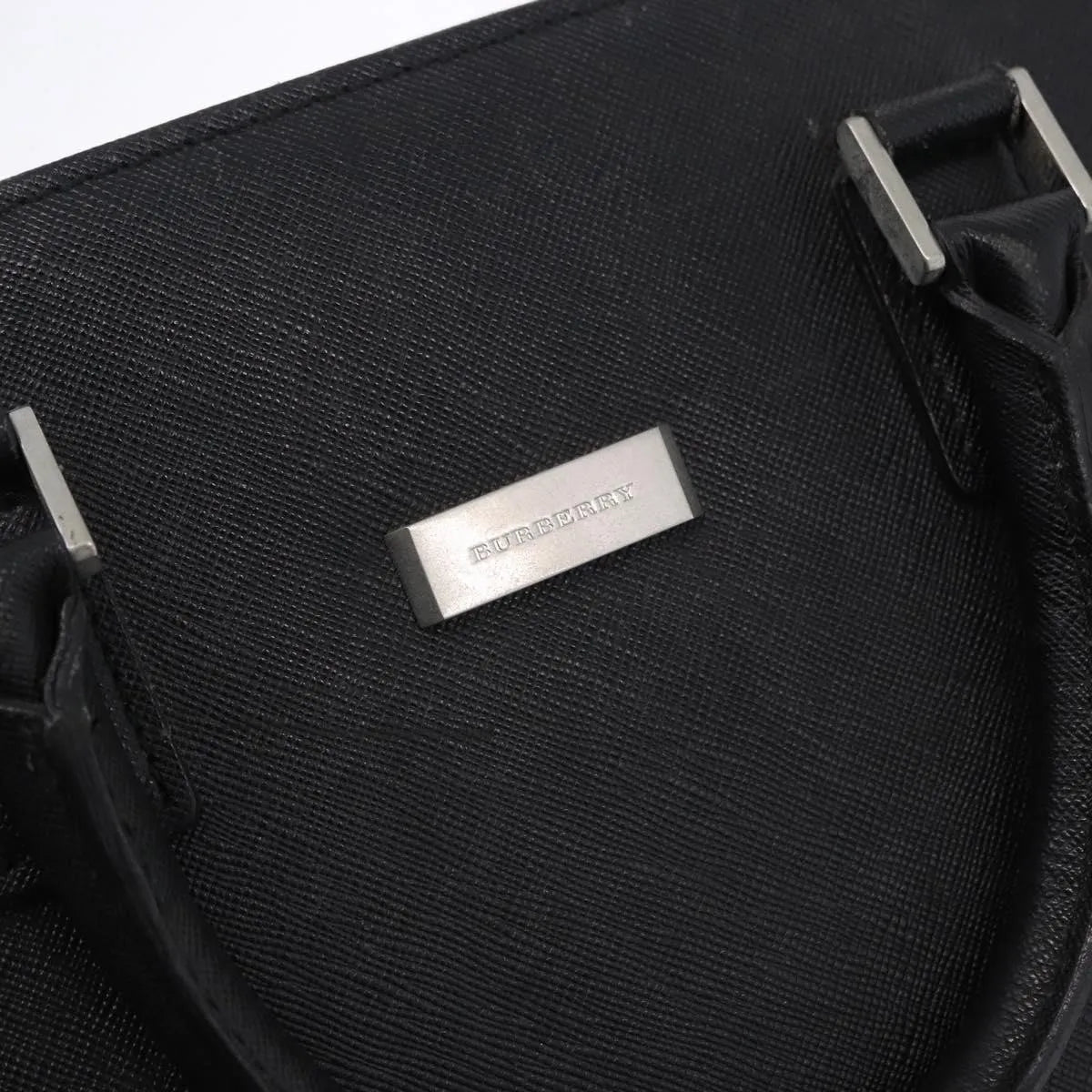 Burberry Business Black Leather Black Leather Briefcase Bag (Pre-Owned)