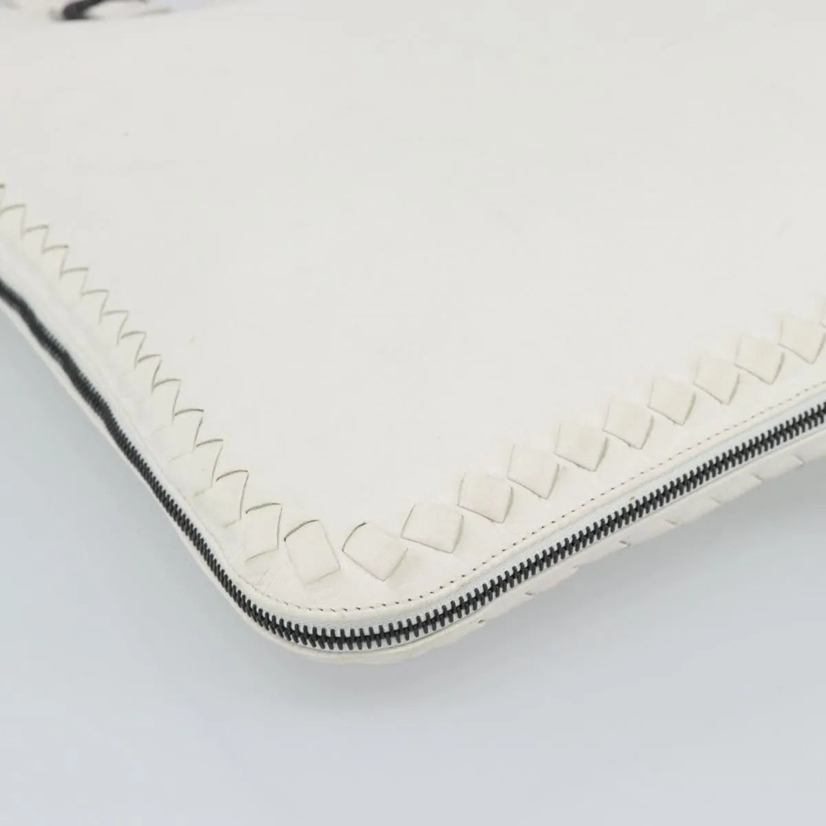 Bottega Veneta Belted Tote Intrecciato Nappa White Leather Tote Bag Bag (Pre-Owned)