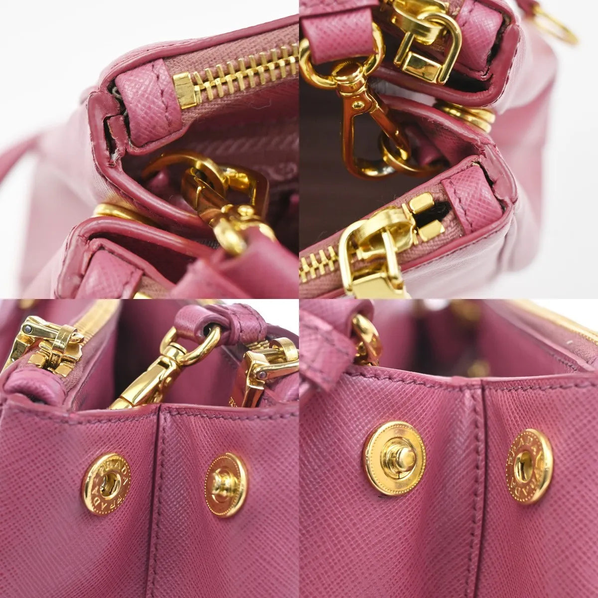 Prada Lux Open Tote Saffiano Leather Pink Leather Tote Bag Bag (Pre-Owned)