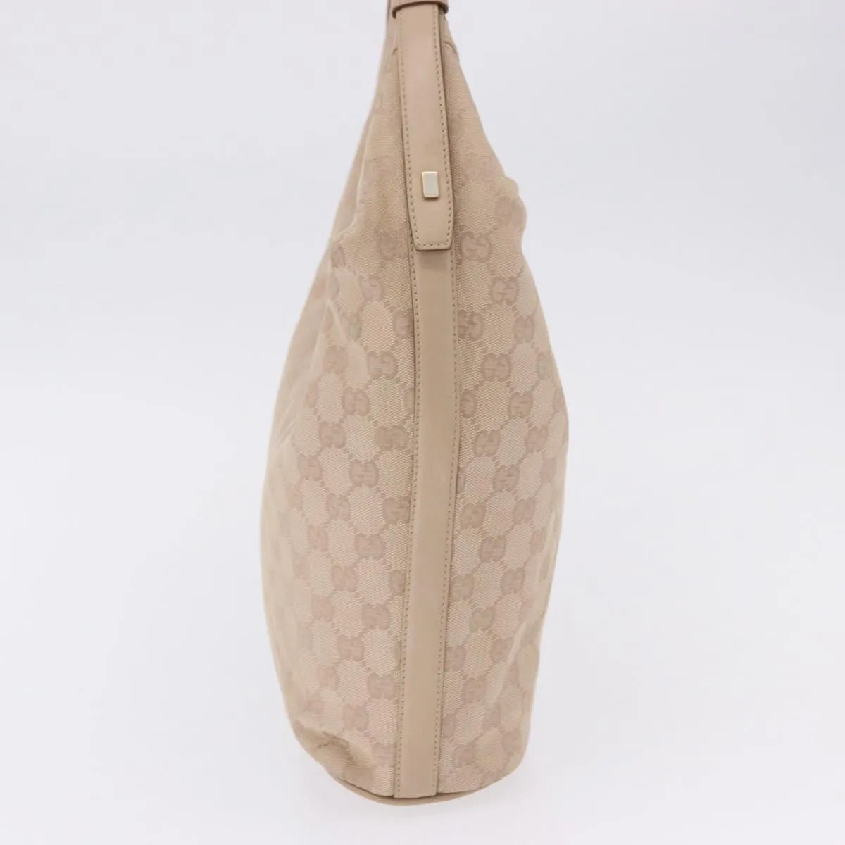 Gucci Zip Hobo Canvas Beige Canvas Handbag (Pre-Owned)