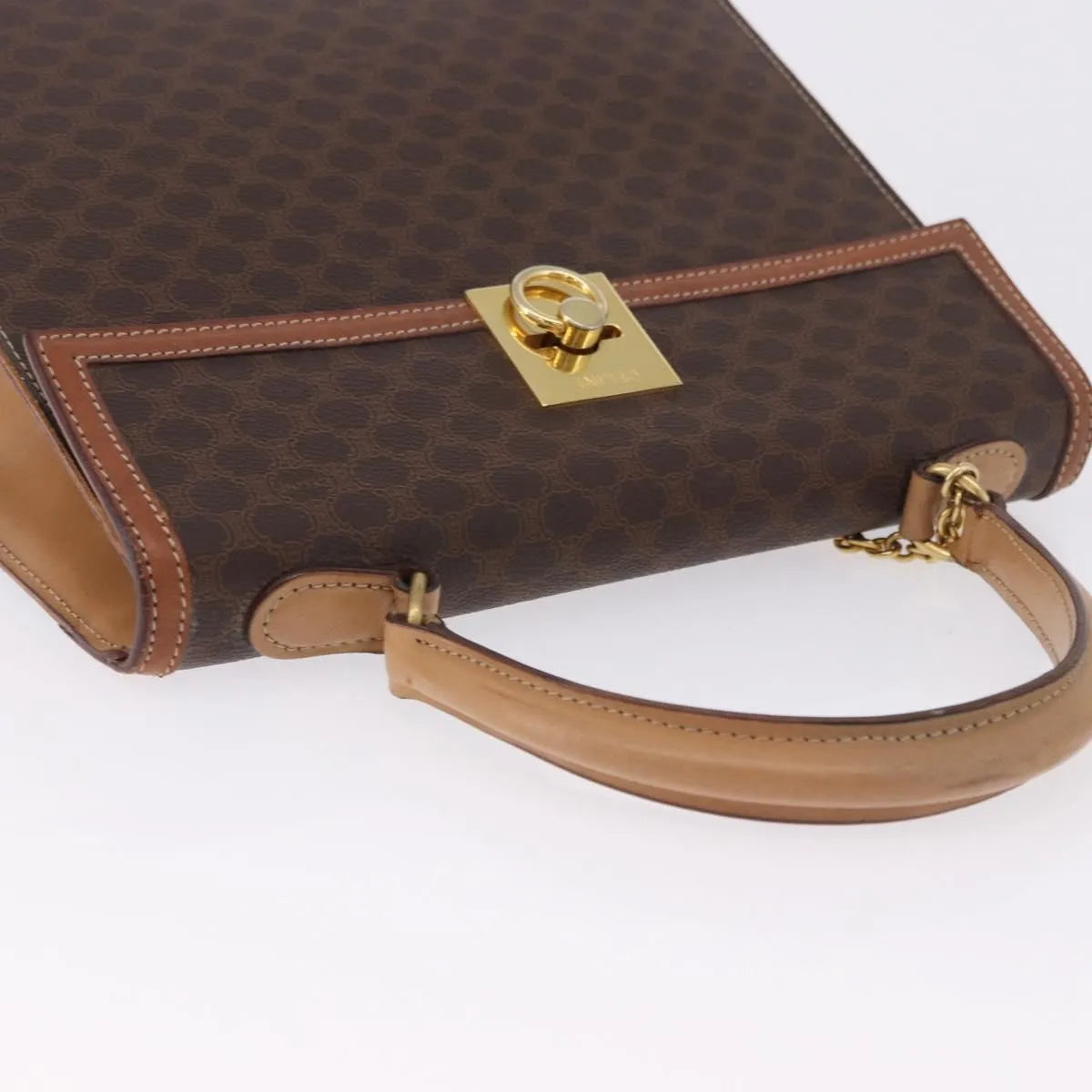 Celine Vintage Macadam Canvas And Leather Brown Canvas Handbag (Pre-Owned)