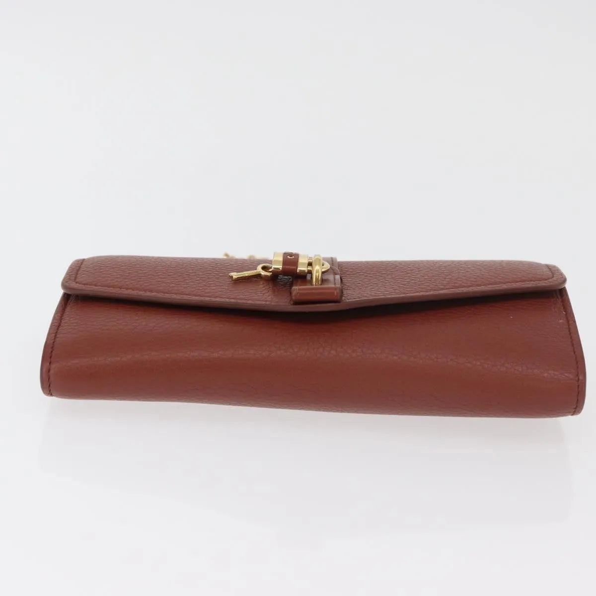 Chloe Aby Chain Leather Brown Leather Shoulder Bag Bag (Pre-Owned)
