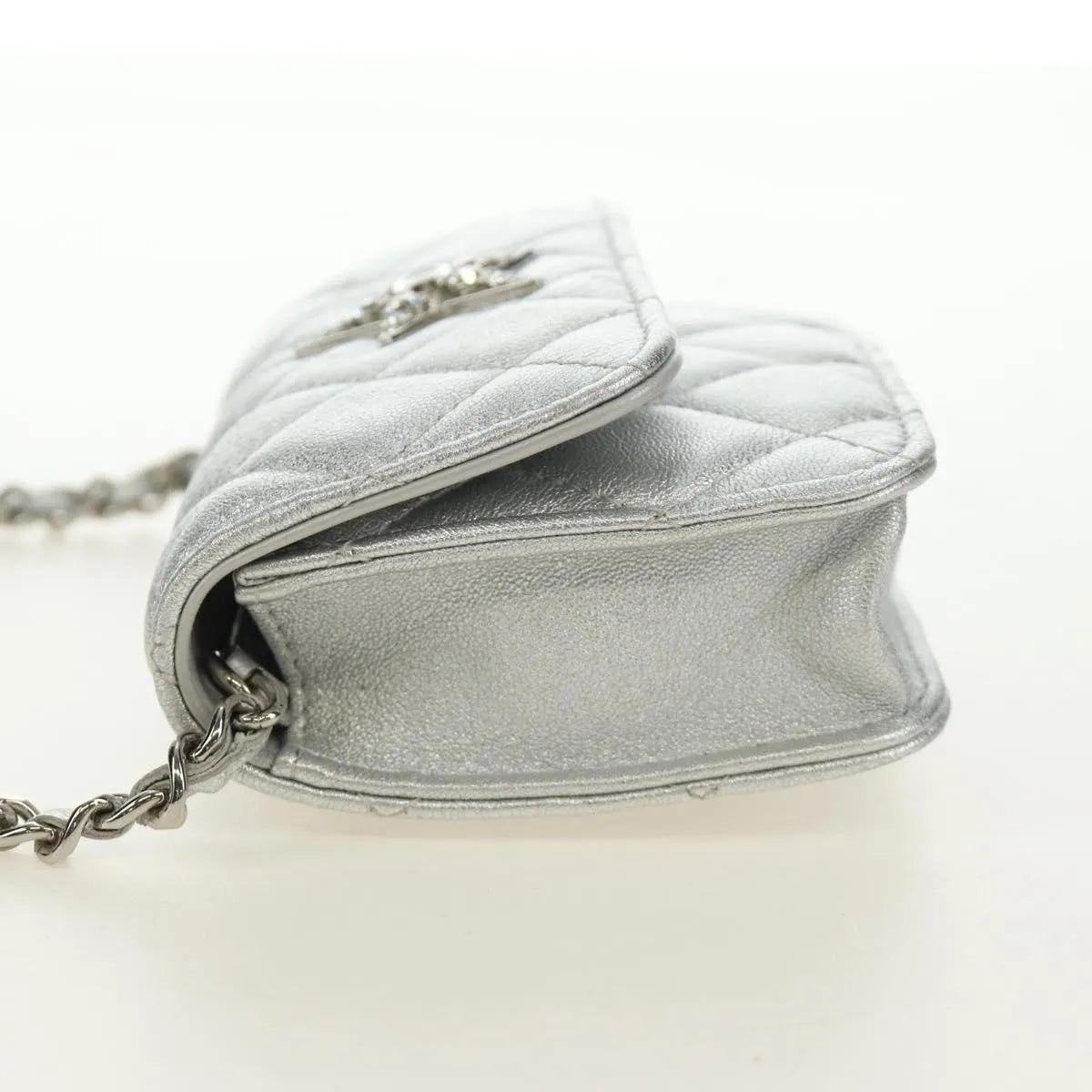 Chanel Cc Star Flap Chain Belt Quilted Lambskin Silver Leather Clutche & Pouche Bag (Pre-Owned)