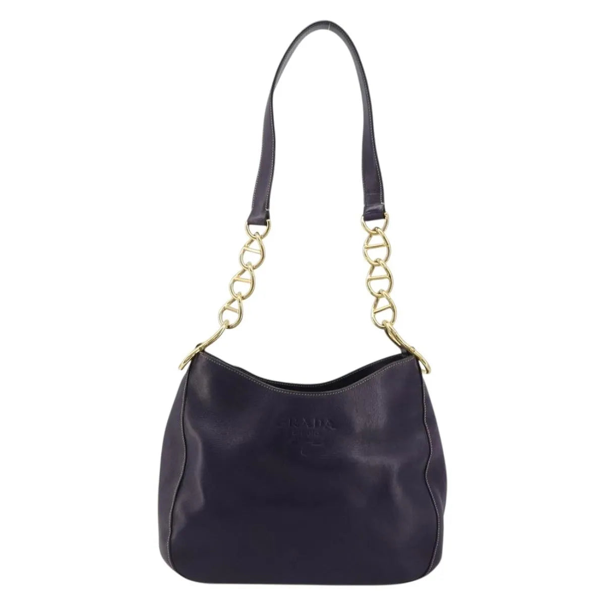 Prada Chain Leather Purple Leather Handbag (Pre-Owned)