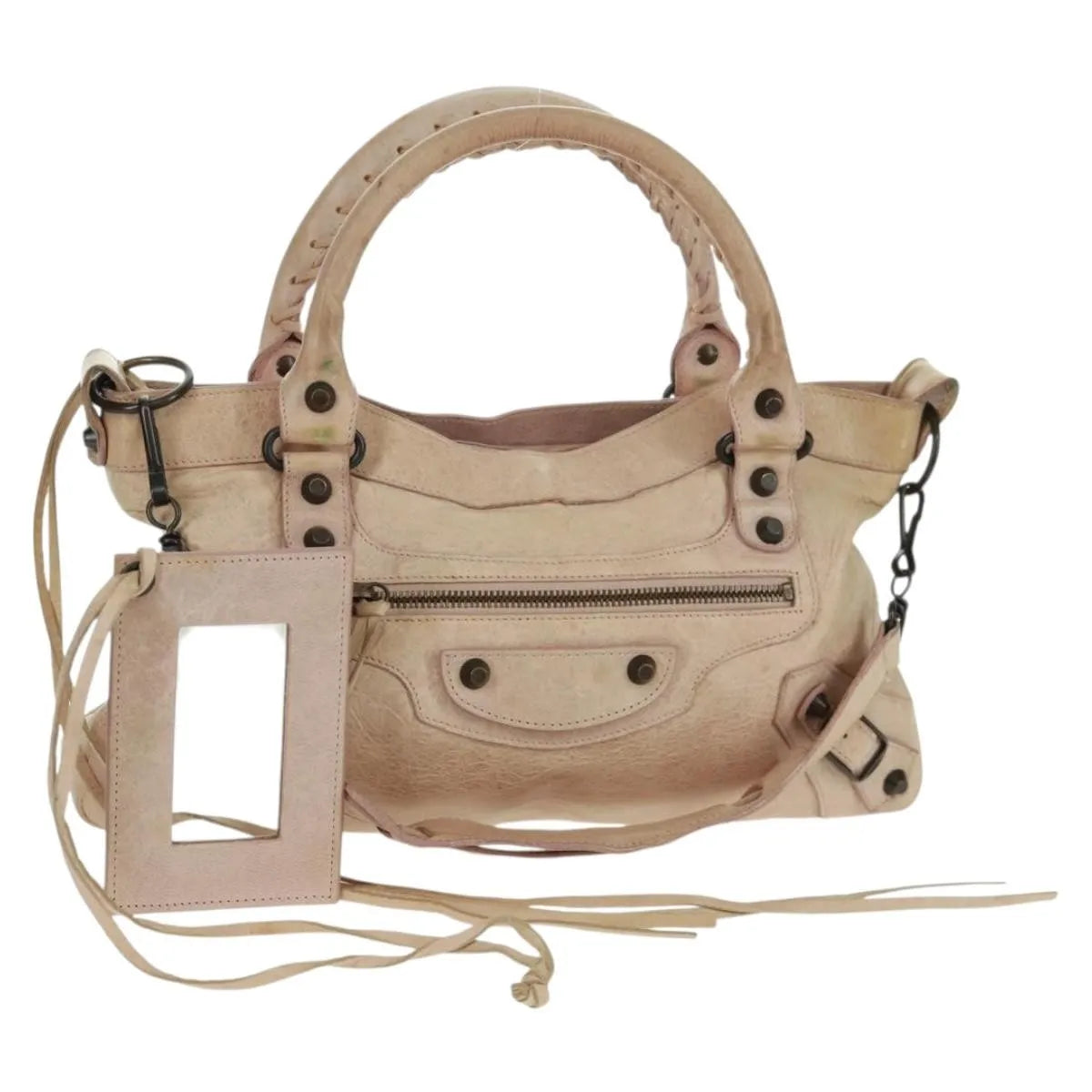 Balenciaga First Classic Studs Leather Pink Leather Handbag (Pre-Owned)