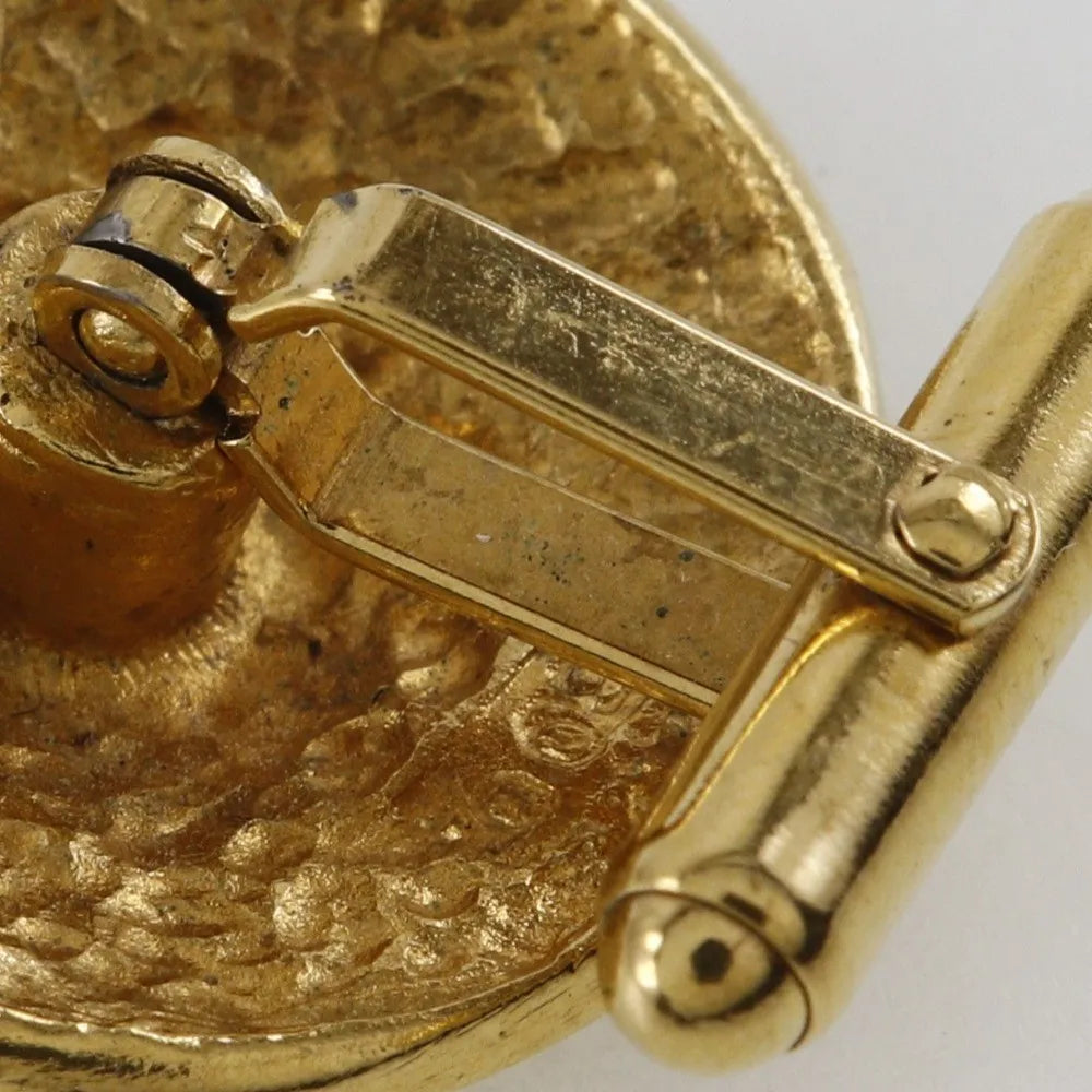 Chanel Vintage Logo Round Cufflinks Plated Gold Gold Gold_Plated Cufflinks Jewelry (Pre-Owned)