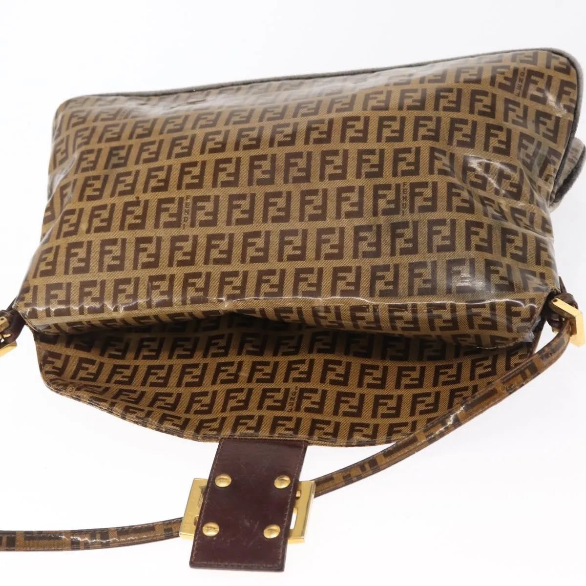 Fendi Mamma Baguette Cuir Verni Brown Pvc Shoulder Bag Bag (Pre-Owned)