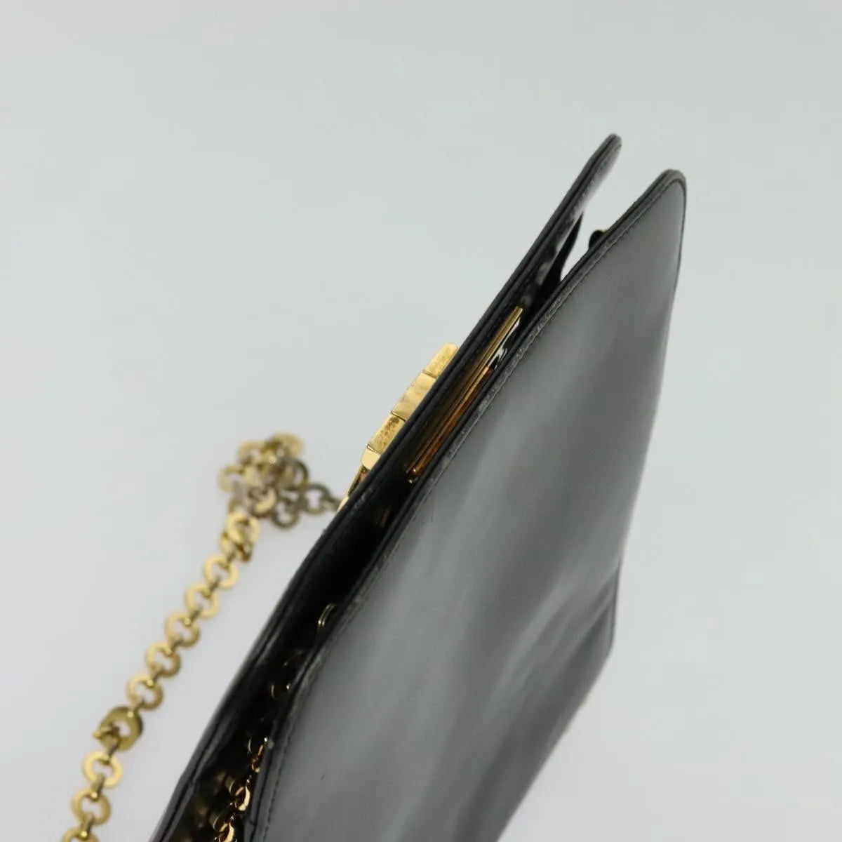 Salvatore Ferragamo Vintage Gancini Chain Leather Black Leather Shoulder Bag Bag (Pre-Owned)
