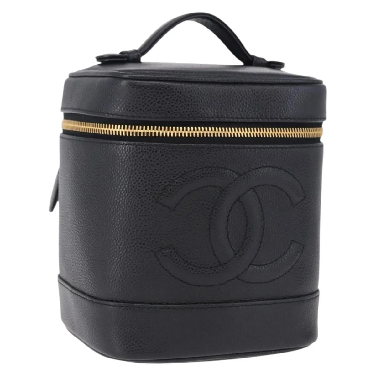 Chanel Vintage Timeless Vanity Case Caviar Black Calfskin Handbag (Pre-Owned)
