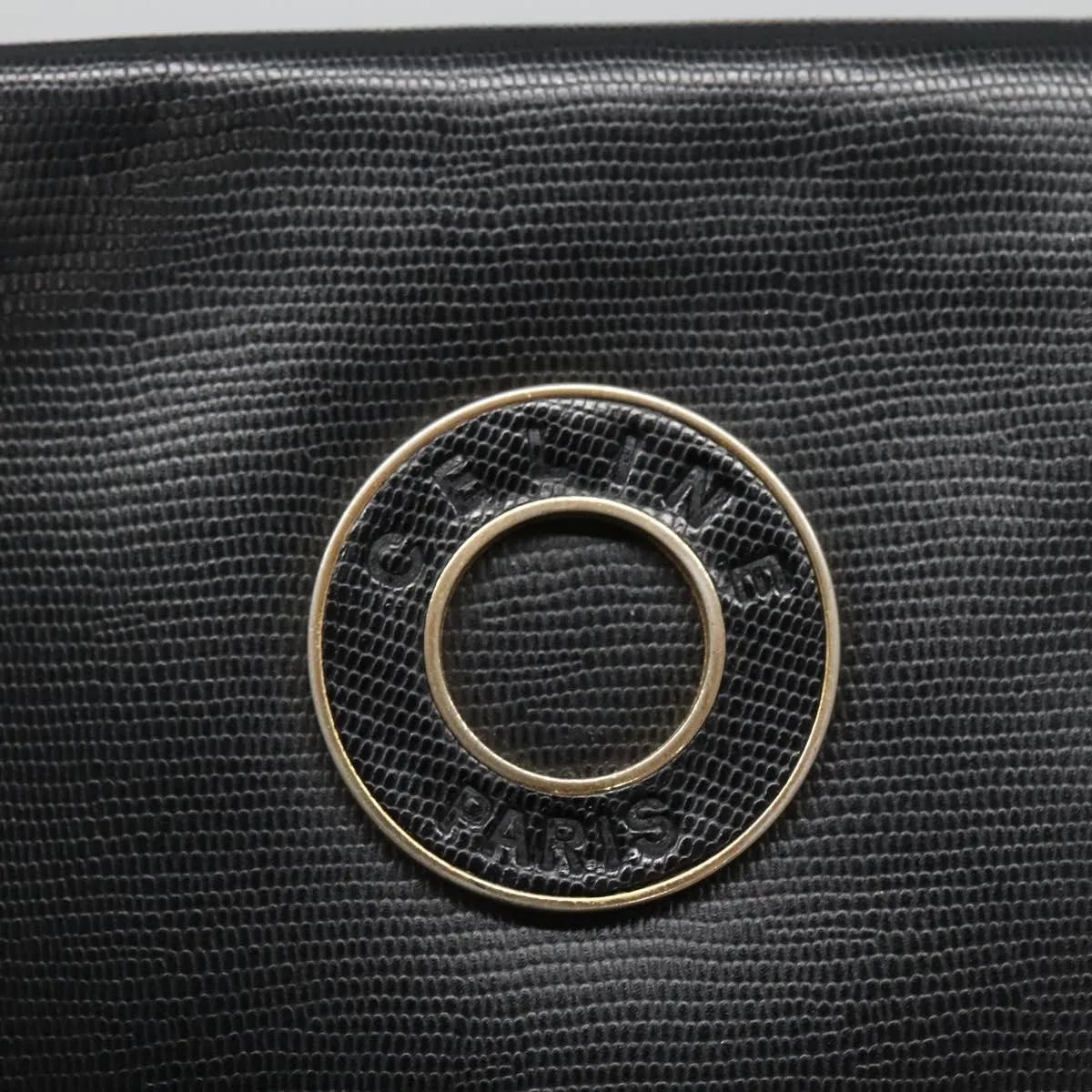 Celine Circle Logo Leather Black Leather Handbag (Pre-Owned)
