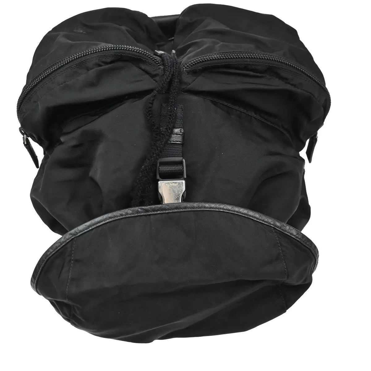 Prada Double Front Pocket Tessuto Black Nylon Backpack Bag (Pre-Owned)