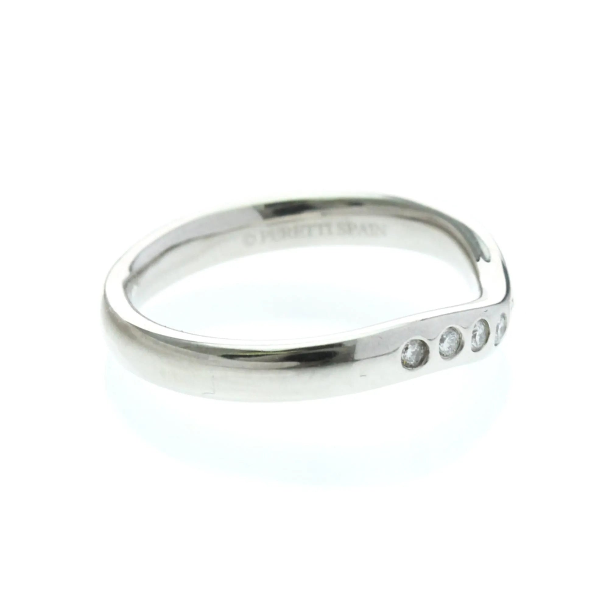 Tiffany & Co. Elsa Peretti Curved Wedding Band Platinum With Diamonds Silver Platinum Ring Jewelry (Pre-Owned)