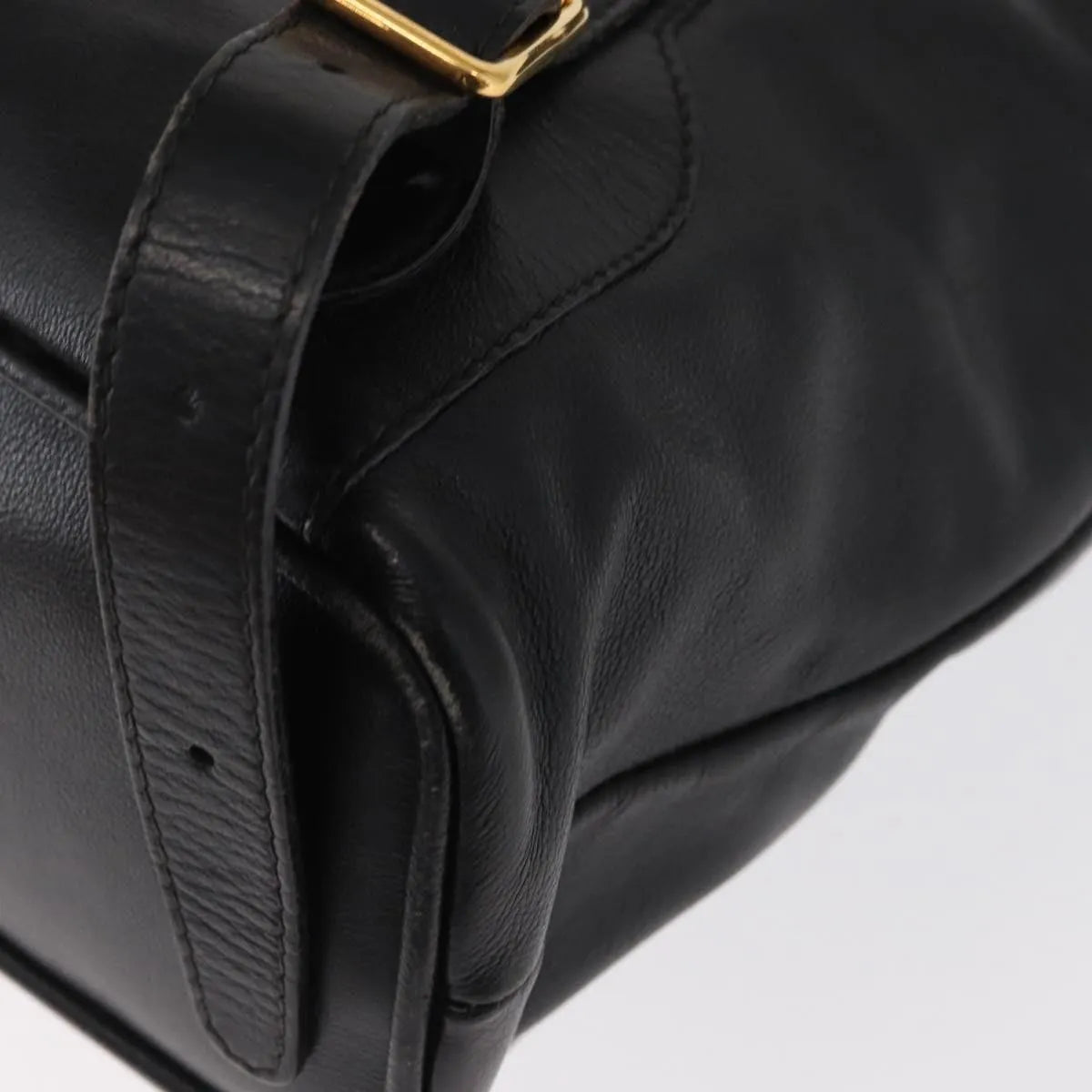 Gucci Vintage Bamboo Leather Black Leather Backpack Bag (Pre-Owned)