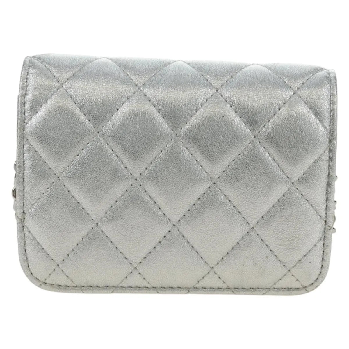 Chanel Cc Star Flap Chain Belt Quilted Lambskin Silver Leather Clutche & Pouche Bag (Pre-Owned)