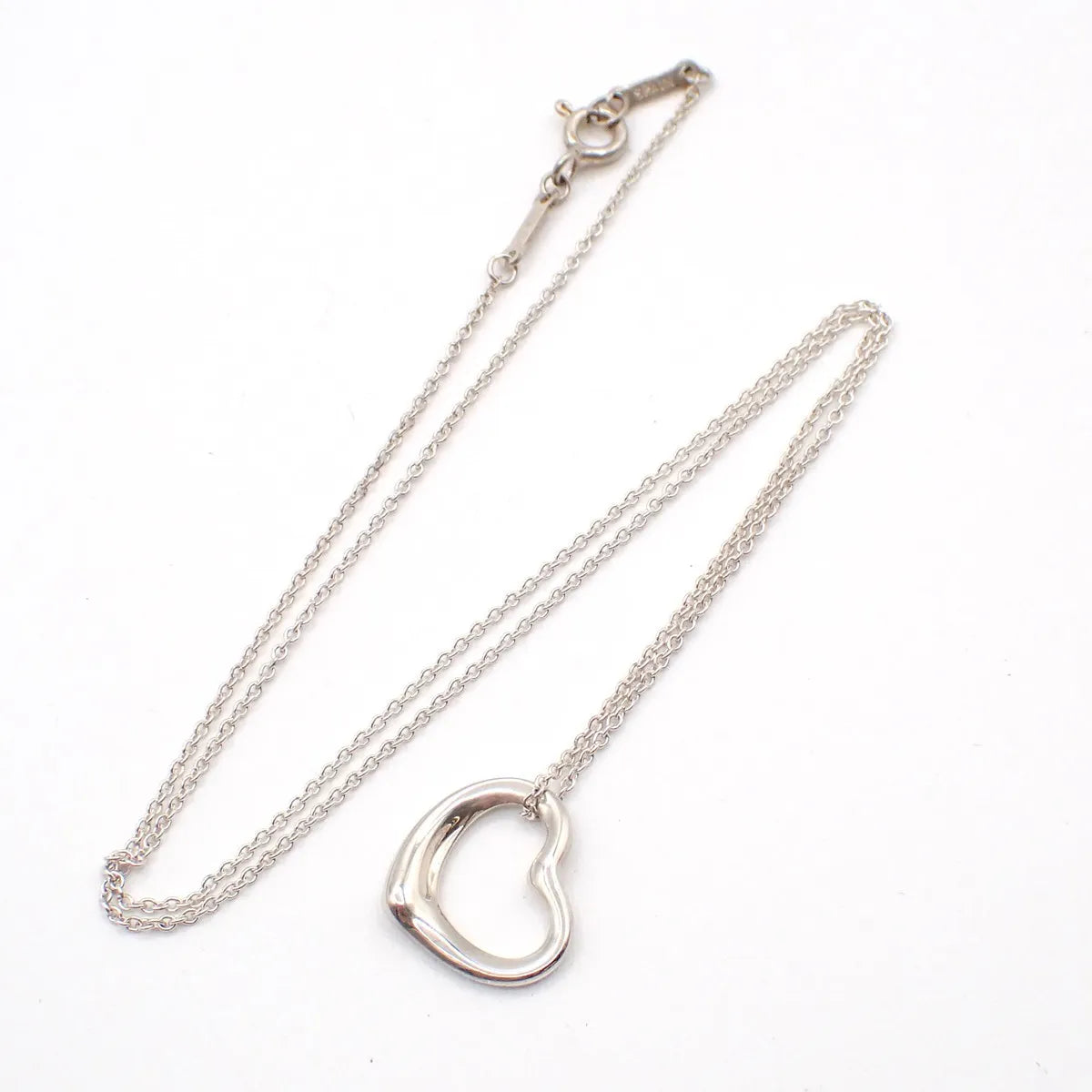 Tiffany & Co. Elsa Peretti Open Heart Pendant Sterling Silver Silver Silver Necklace Jewelry (Pre-Owned)