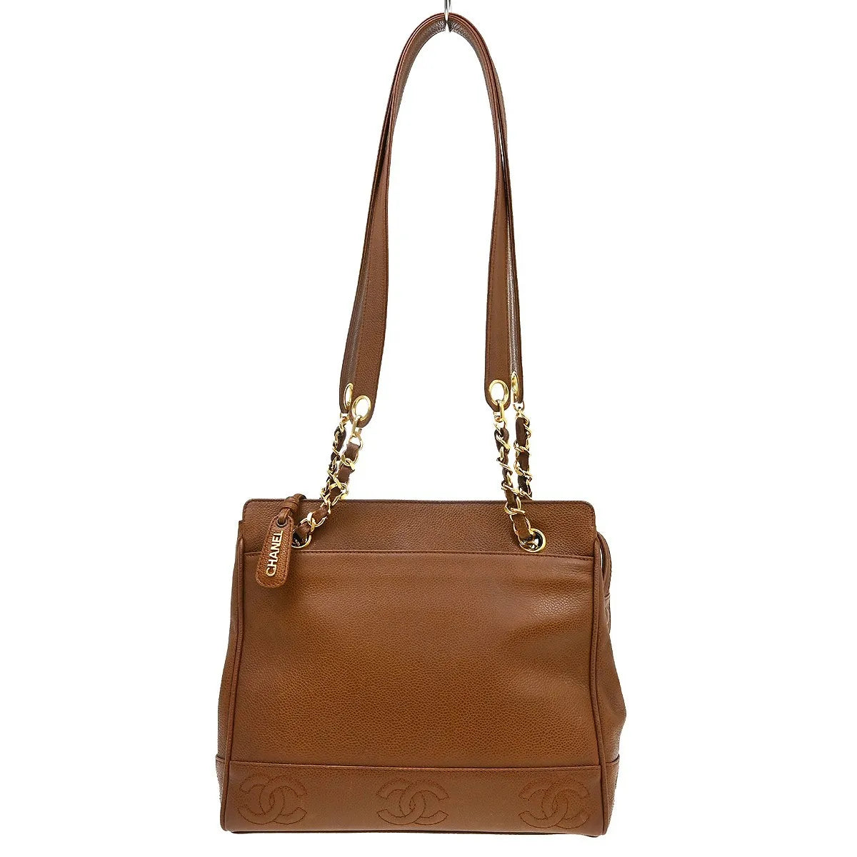 Chanel Vintage Stitched Cc Caviar Brown Leather Shoulder Bag Bag (Pre-Owned)