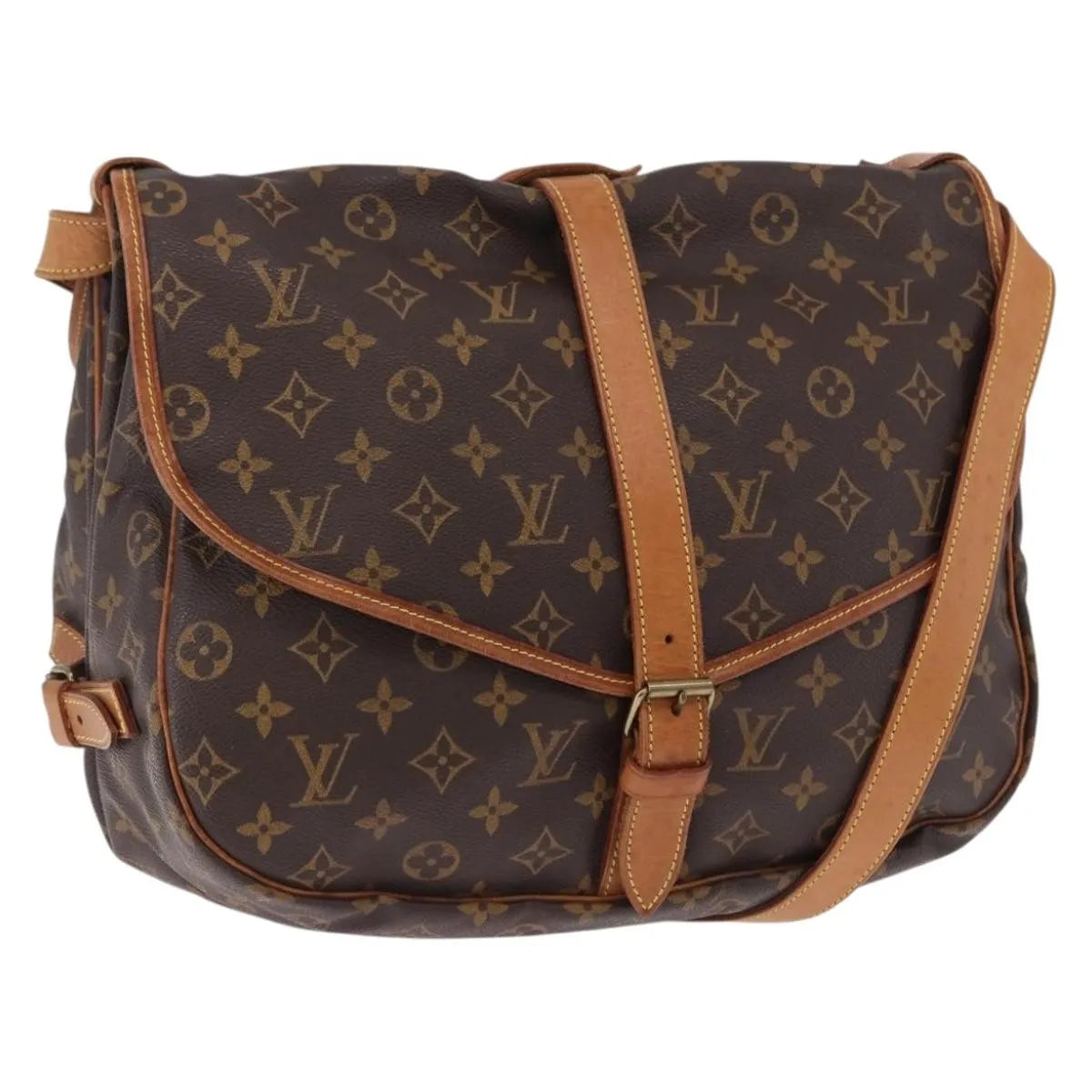 Louis Vuitton Saumur Monogram Brown Canvas Shoulder Bag Bag (Pre-Owned)