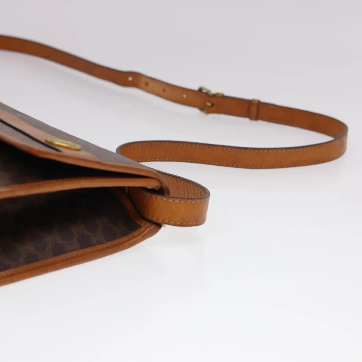 Celine Vintage Macadam Canvas And Leather Brown Canvas Shoulder Bag Bag (Pre-Owned)