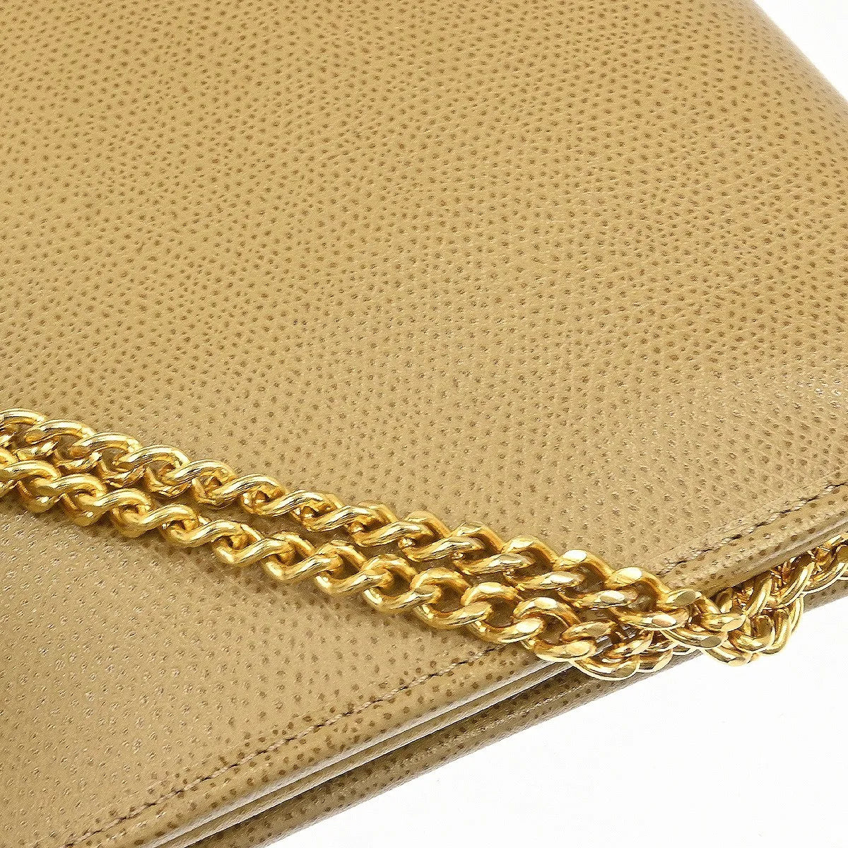 Christian Dior Vintage Chain Flap Leather Beige Leather Shoulder Bag Bag (Pre-Owned)