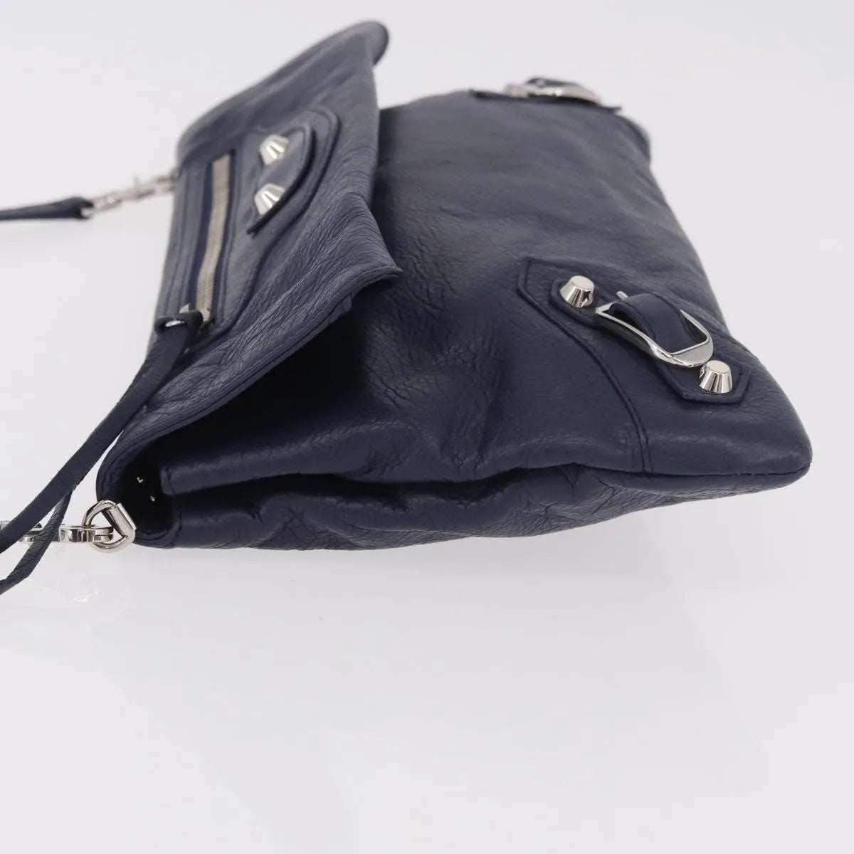 Balenciaga Classic Studs Envelope Strap Clutch Leather Navy Leather Clutche & Pouche Bag (Pre-Owned)